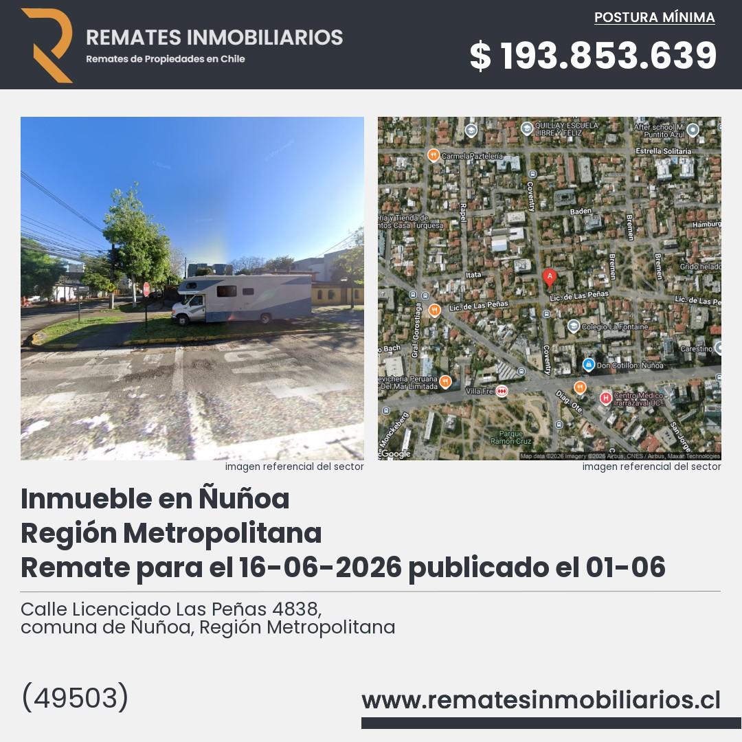 Imagen ficha Calle Licenciado Las Peñas 4838, comuna de Ñuñoa, Región Metropolitana