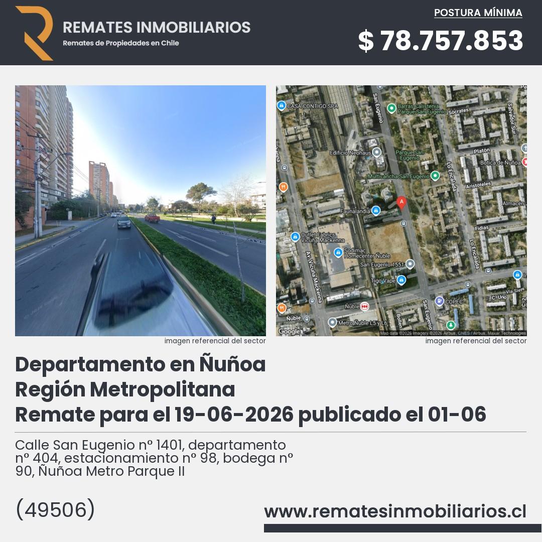 Imagen ficha Calle San Eugenio n° 1401, departamento n° 404, estacionamiento n° 98, bodega n° 90, Ñuñoa Metro Parque II