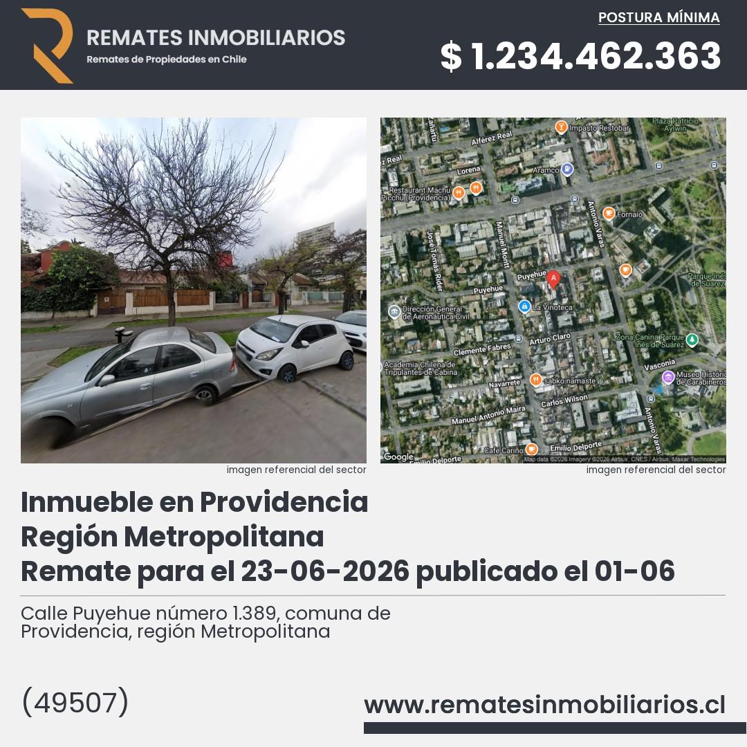 Imagen ficha Calle Puyehue número 1.389, comuna de Providencia, región Metropolitana
