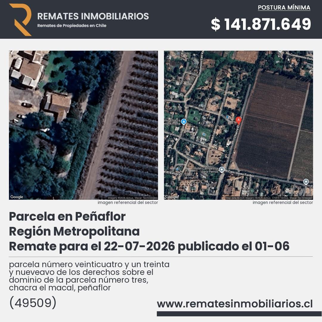 Imagen ficha parcela número veinticuatro y un treinta y nueveavo de los derechos sobre el dominio de la parcela número tres, chacra el macal, peñaflor