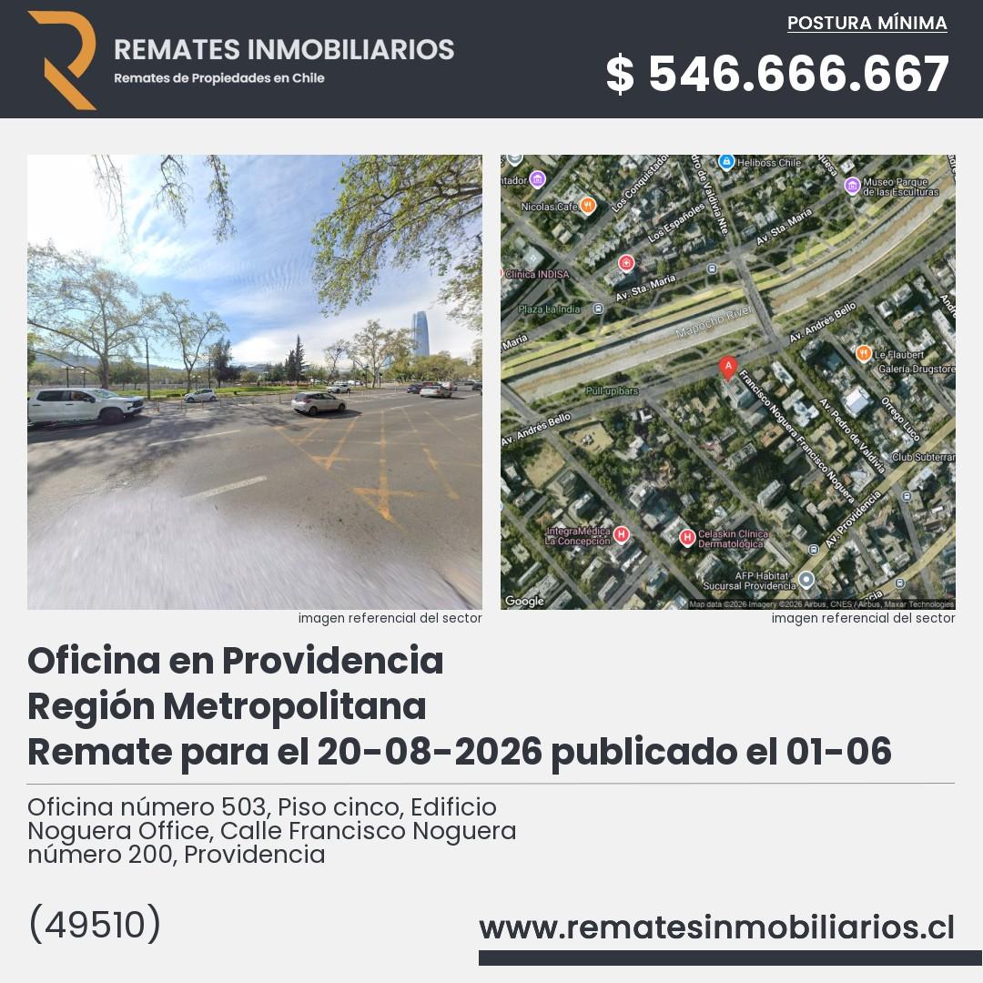 Imagen ficha Oficina número 503, Piso cinco, Edificio Noguera Office, Calle Francisco Noguera número 200, Providencia