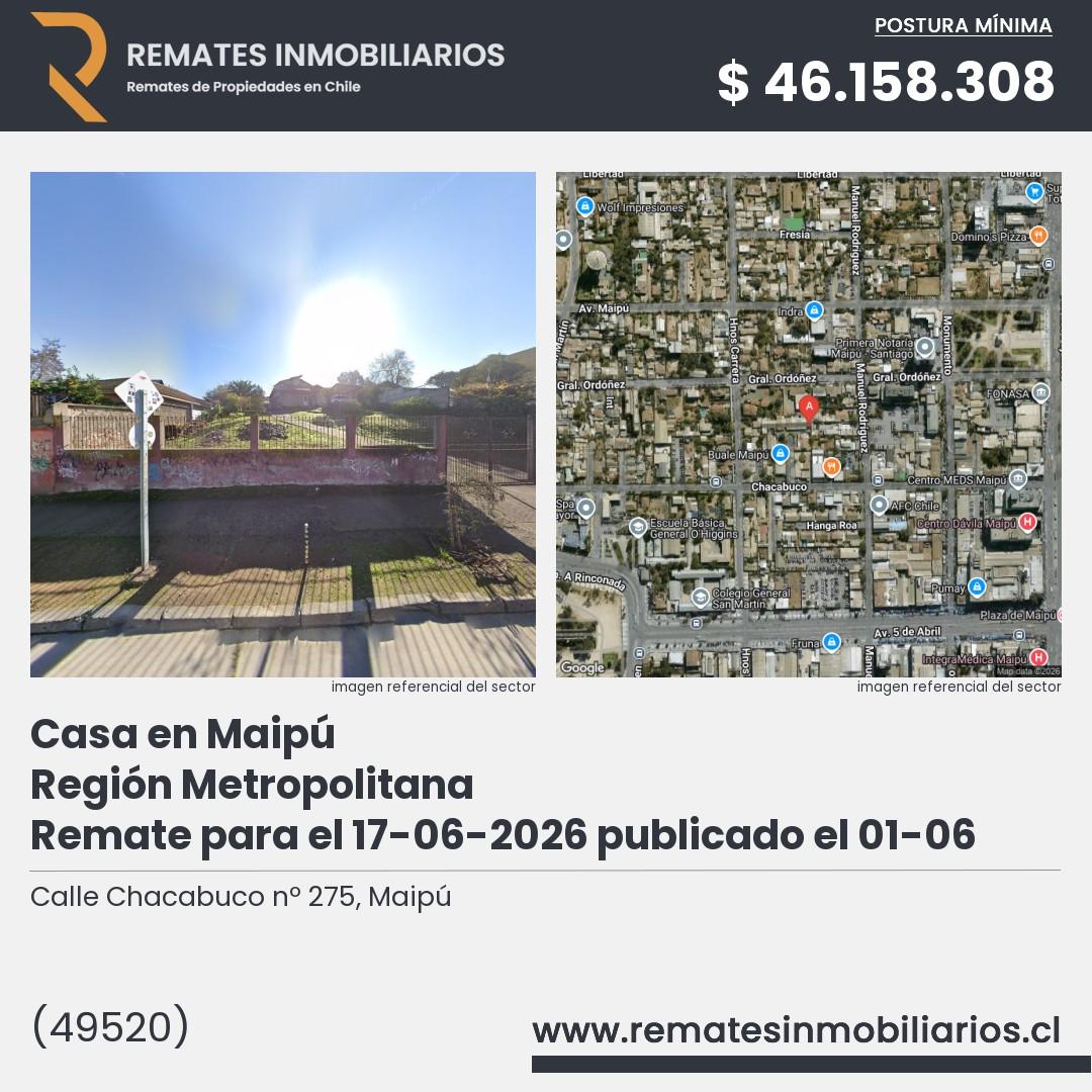 Imagen ficha Calle Chacabuco nº 275, Maipú