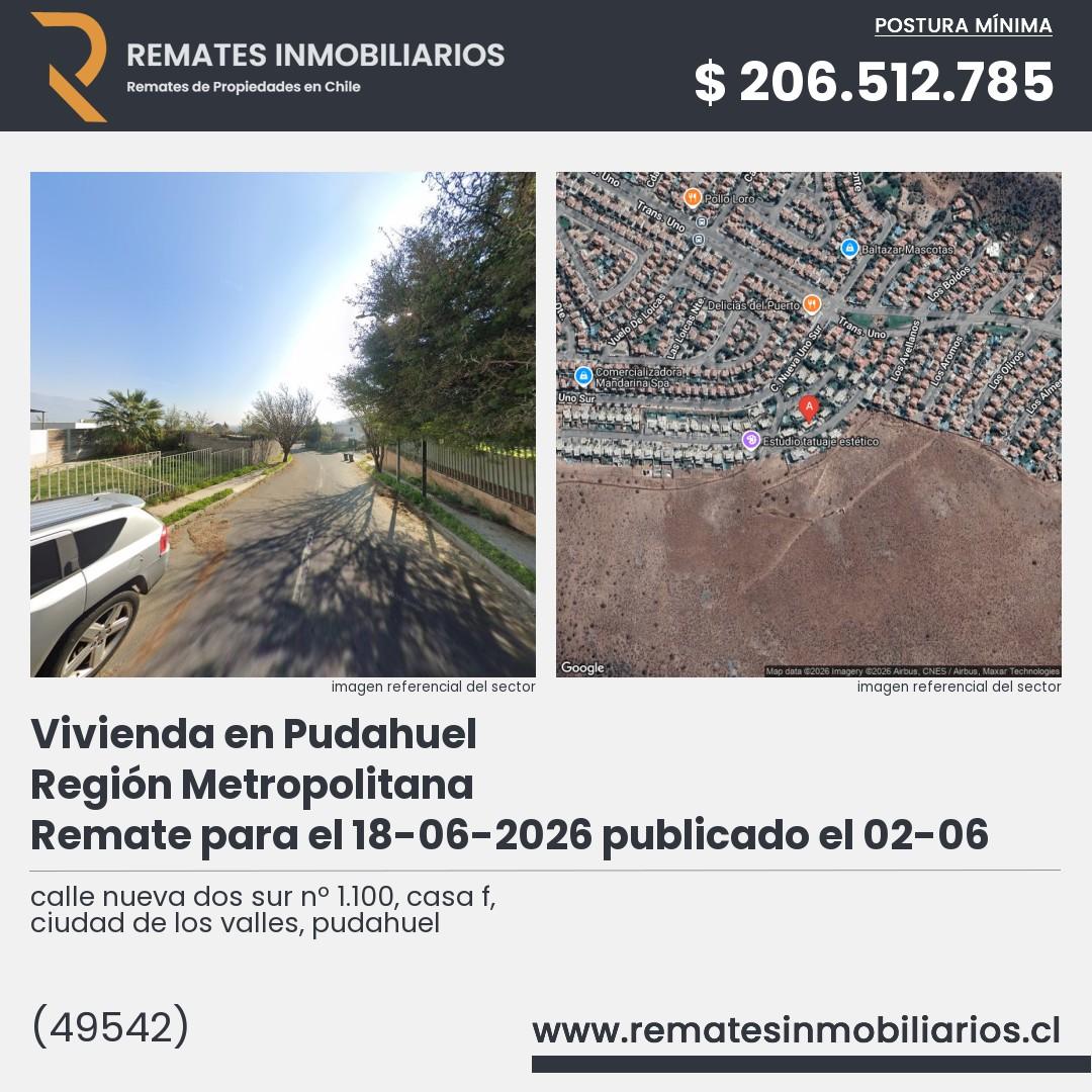 Imagen ficha calle nueva dos sur nº 1.100, casa f, ciudad de los valles, pudahuel