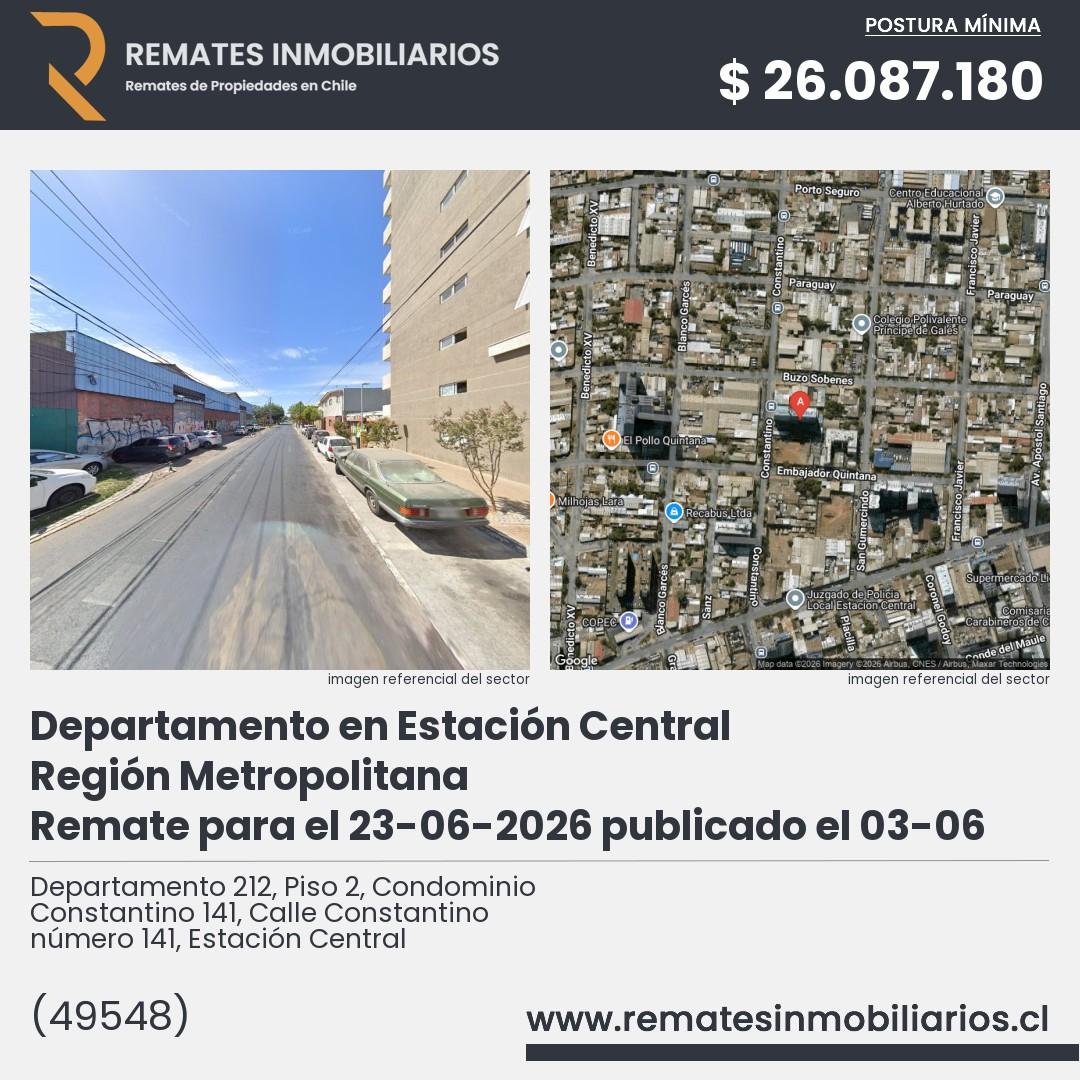 Imagen ficha Departamento 212, Piso 2, Condominio Constantino 141, Calle Constantino número 141, Estación Central
