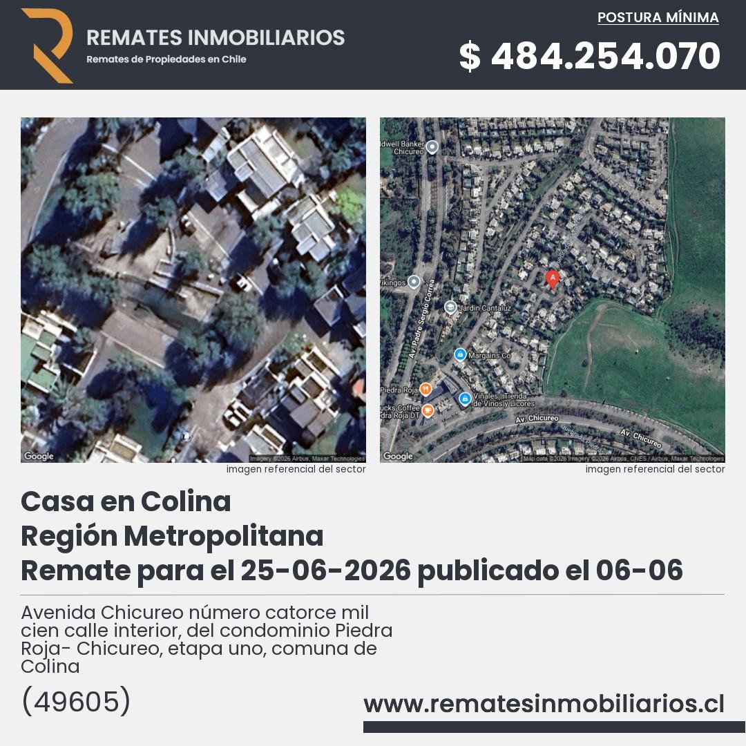 Imagen ficha Avenida Chicureo número catorce mil cien calle interior, del condominio Piedra Roja- Chicureo, etapa uno, comuna de Colina