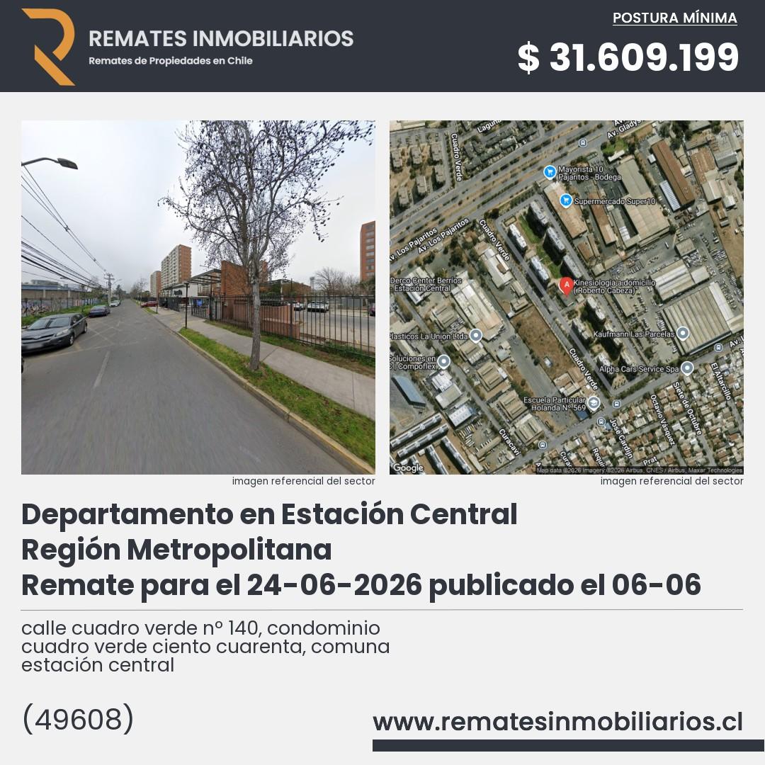 Imagen ficha calle cuadro verde nº 140, condominio cuadro verde ciento cuarenta, comuna estación central