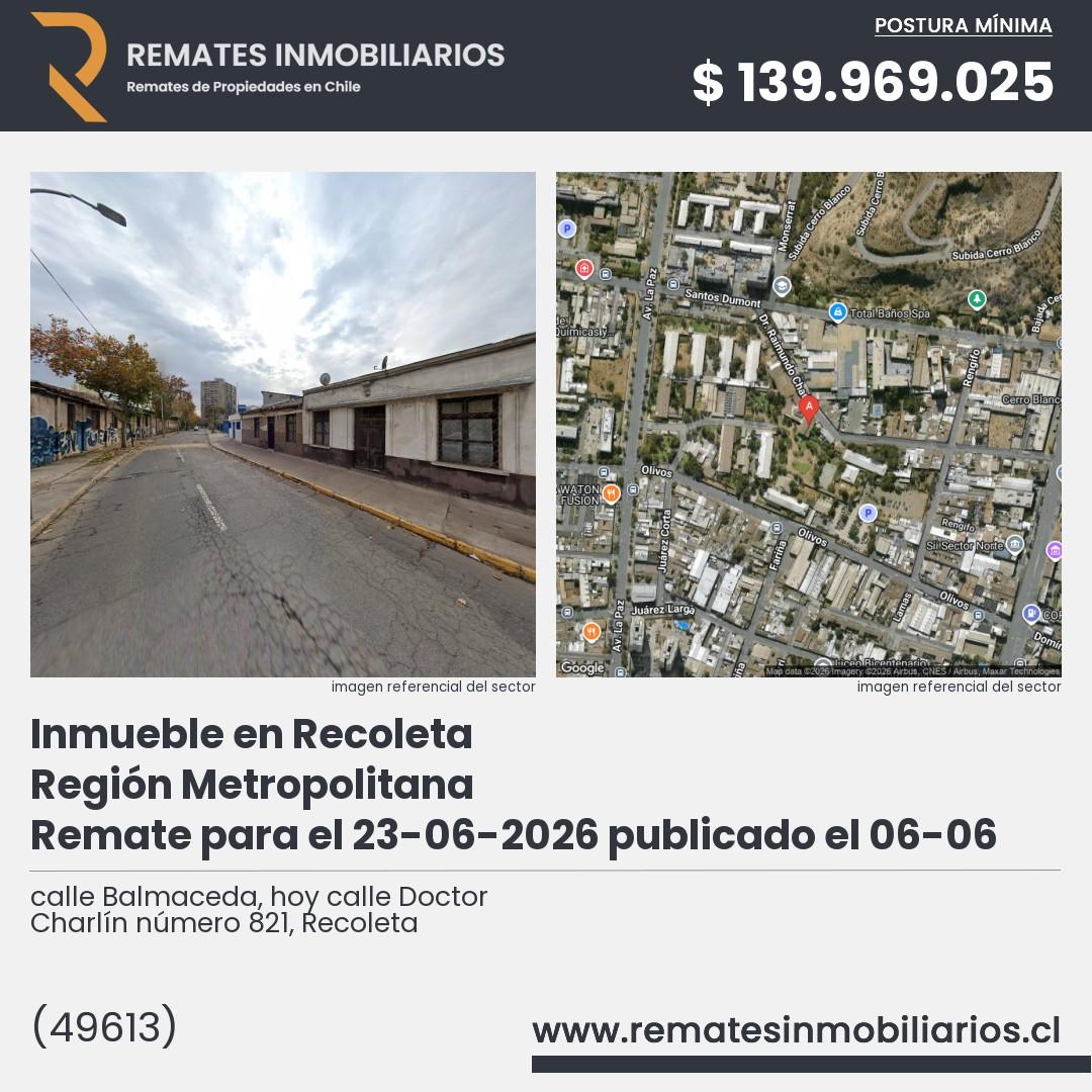 Imagen ficha calle Balmaceda, hoy calle Doctor Charlín número 821, Recoleta
