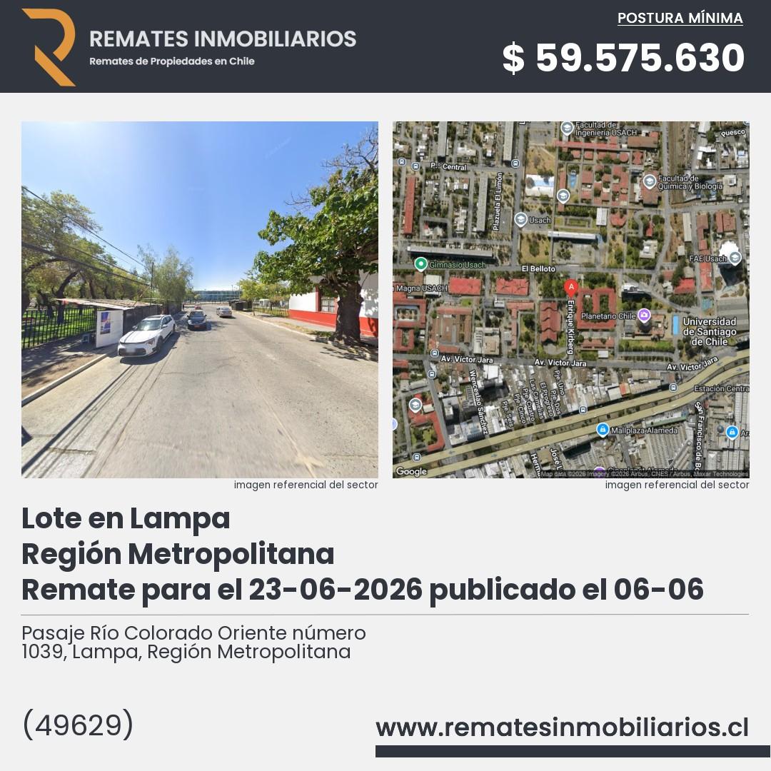 Imagen ficha Pasaje Río Colorado Oriente número 1039, Lampa, Región Metropolitana