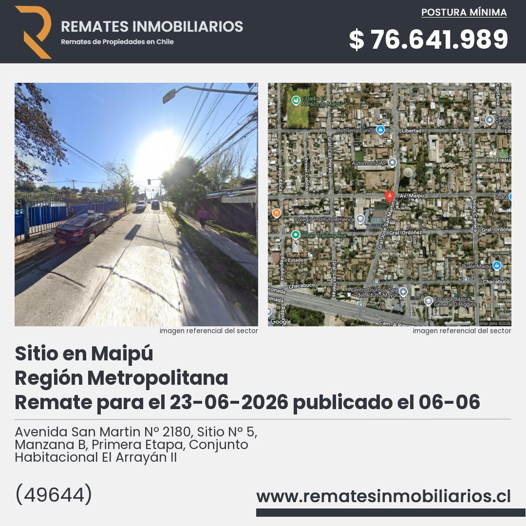 Imagen ficha Avenida San Martin Nº 2180, Sitio Nº 5, Manzana B, Primera Etapa, Conjunto Habitacional El Arrayán II