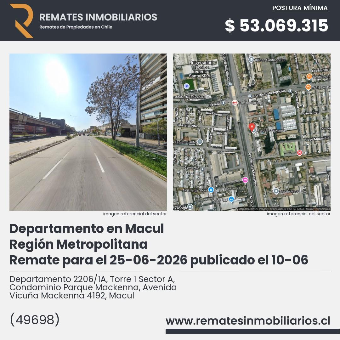 Imagen ficha Departamento 2206/1A, Torre 1 Sector A, Condominio Parque Mackenna, Avenida Vicuña Mackenna 4192, Macul