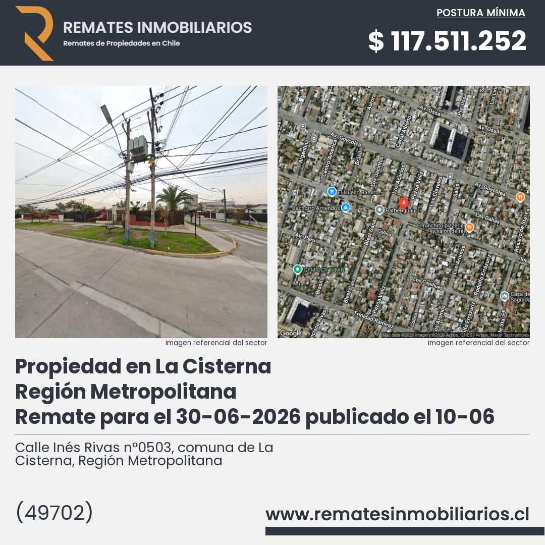 Imagen ficha Calle Inés Rivas n°0503, comuna de La Cisterna, Región Metropolitana
