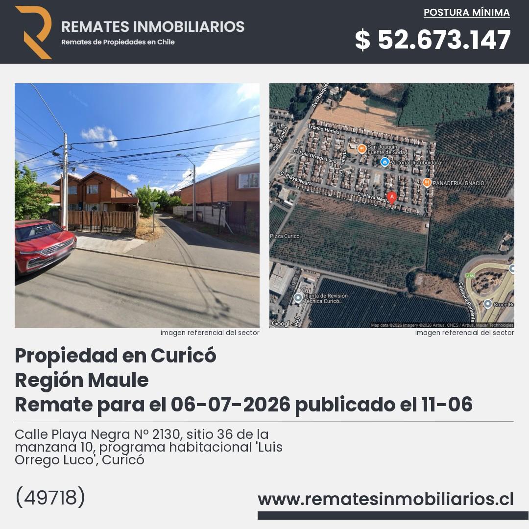 Imagen ficha Calle Playa Negra Nº 2130, sitio 36 de la manzana 10, programa habitacional