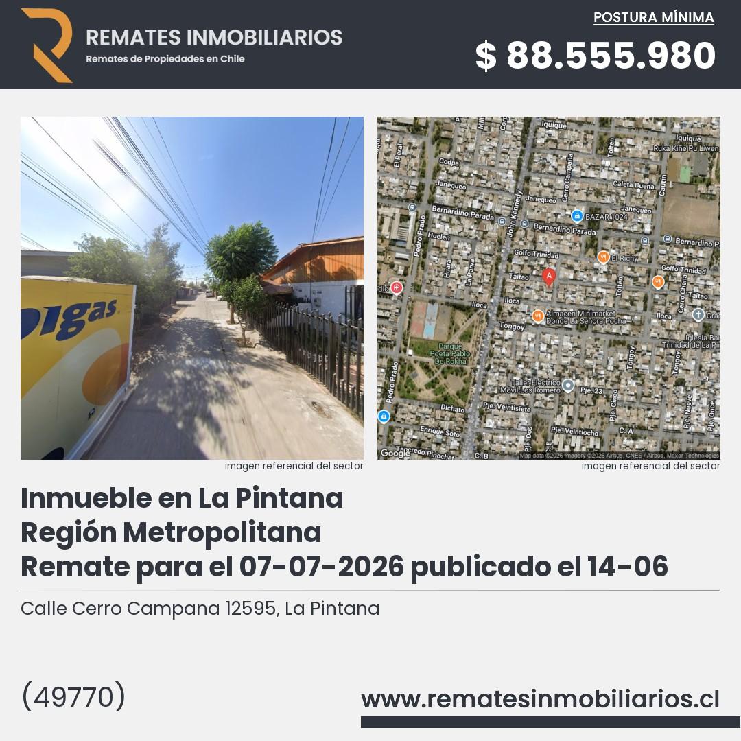 Imagen ficha Calle Cerro Campana 12595, La Pintana