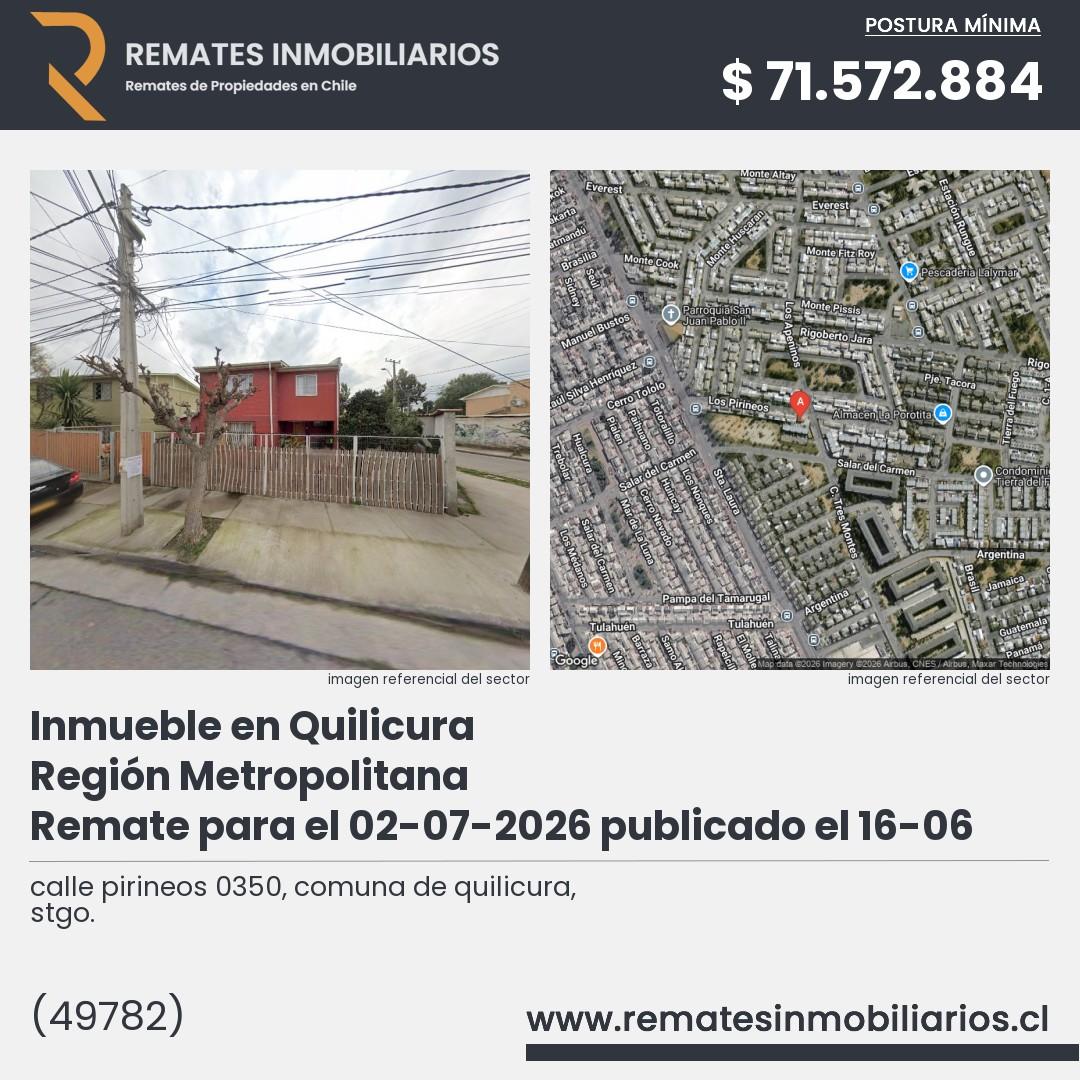 Imagen ficha calle pirineos 0350, comuna de quilicura, stgo.