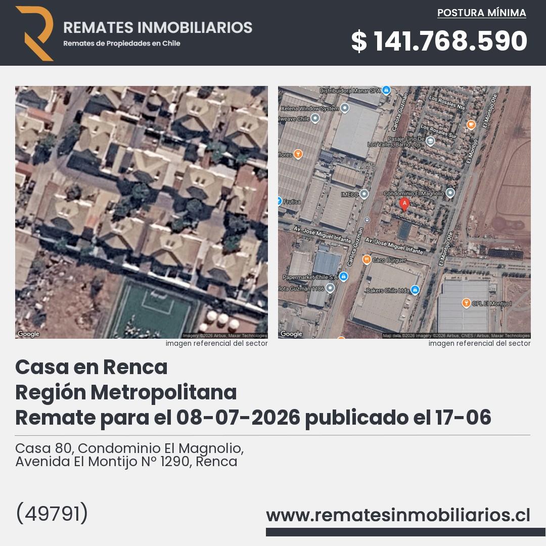 Imagen ficha Casa 80, Condominio El Magnolio, Avenida El Montijo Nº 1290, Renca