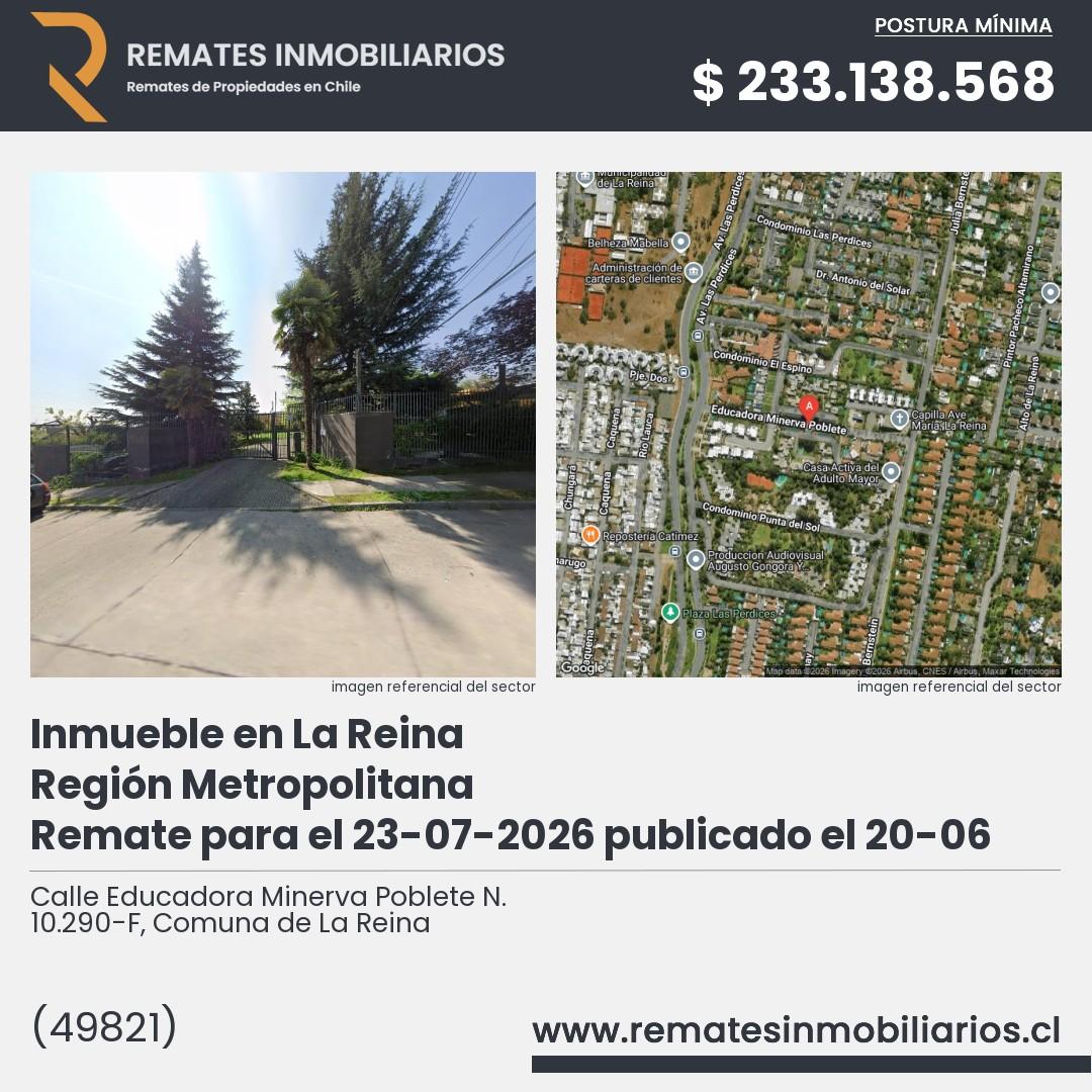 Imagen ficha Calle Educadora Minerva Poblete N. 10.290-F, Comuna de La Reina