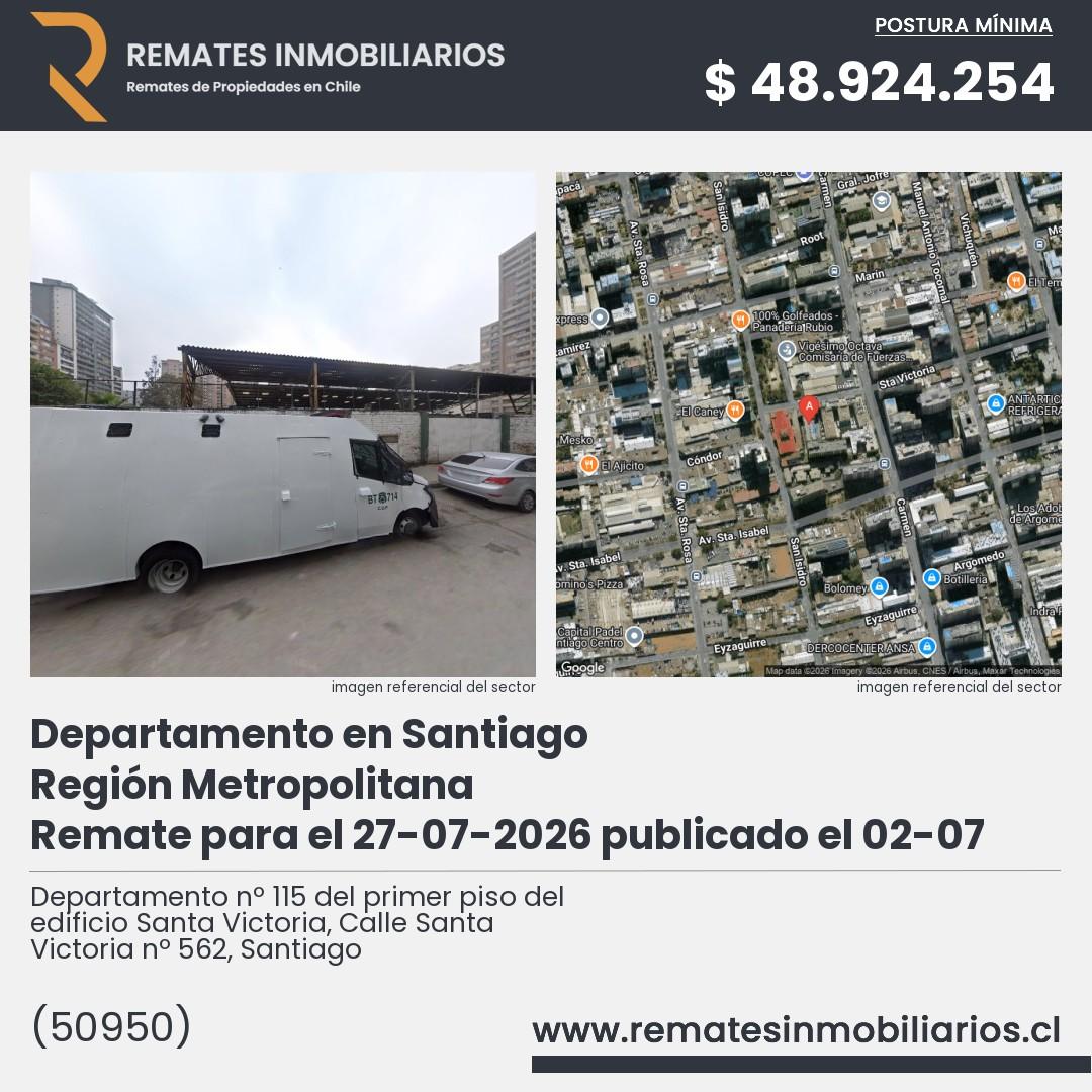 Imagen ficha Departamento nº 115 del primer piso del edificio Santa Victoria, Calle Santa Victoria nº 562, Santiago