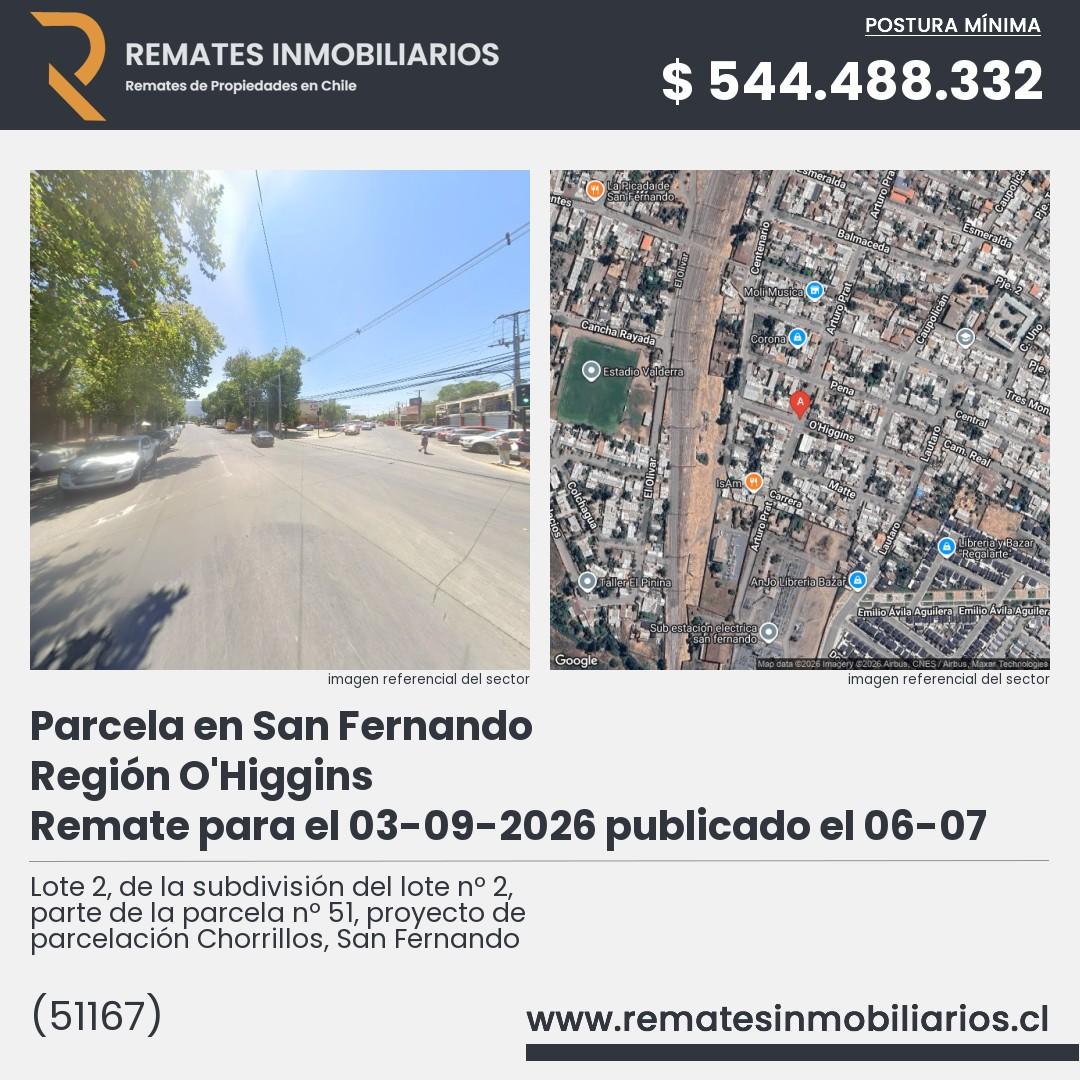 Imagen ficha Lote 2, de la subdivisión del lote nº 2, parte de la parcela nº 51, proyecto de parcelación Chorrillos, San Fernando