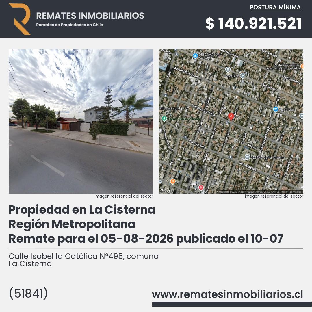 Imagen ficha Calle Isabel la Católica N°495, comuna La Cisterna