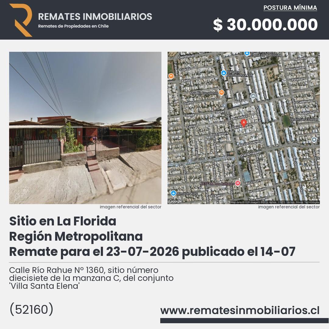 Imagen ficha Calle Río Rahue Nº 1360, sitio número diecisiete de la manzana C, del conjunto