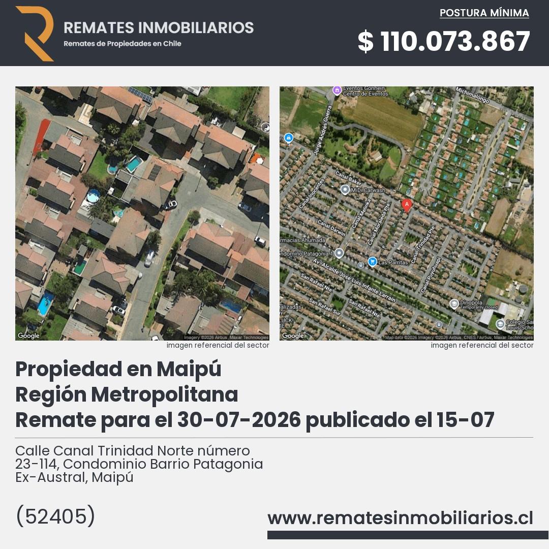 Imagen ficha Calle Canal Trinidad Norte número 23-114, Condominio Barrio Patagonia Ex-Austral, Maipú