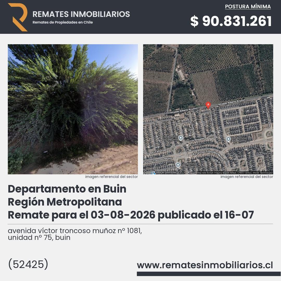 Imagen ficha avenida víctor troncoso muñoz nº 1081, unidad nº 75, buin