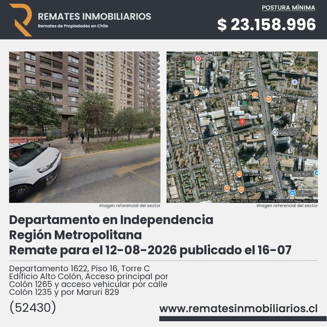 Imagen ficha Departamento 1622, Piso 16, Torre C Edificio Alto Colón, Acceso principal por Colón 1265 y acceso vehicular por calle Colón 1235 y por Maruri 829