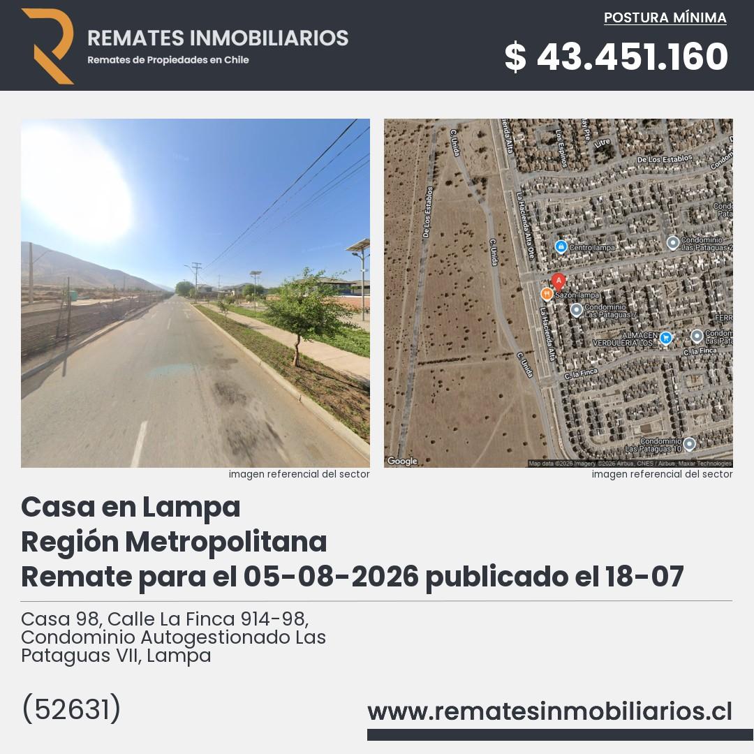 Imagen ficha Casa 98, Calle La Finca 914-98, Condominio Autogestionado Las Pataguas VII, Lampa