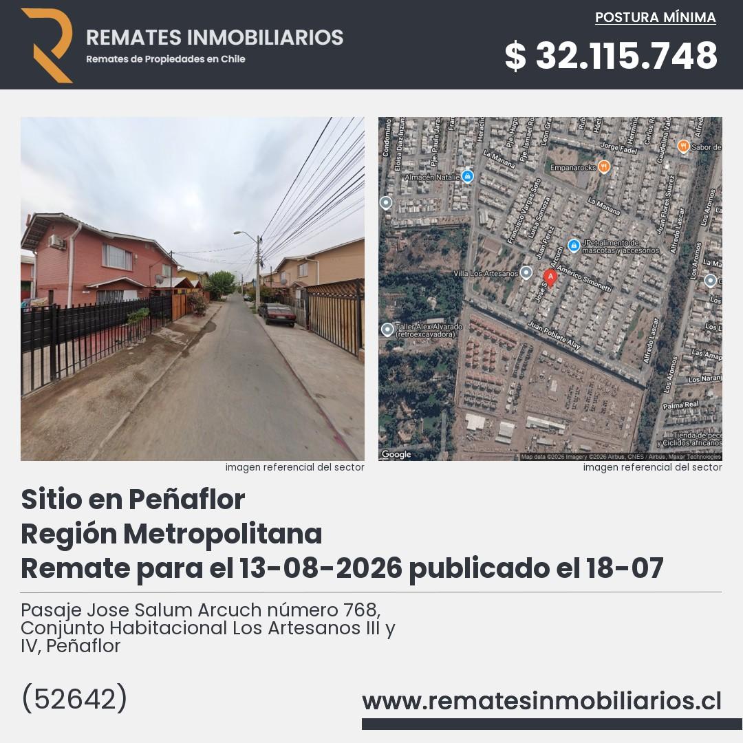 Imagen ficha Pasaje Jose Salum Arcuch número 768, Conjunto Habitacional Los Artesanos III y IV, Peñaflor