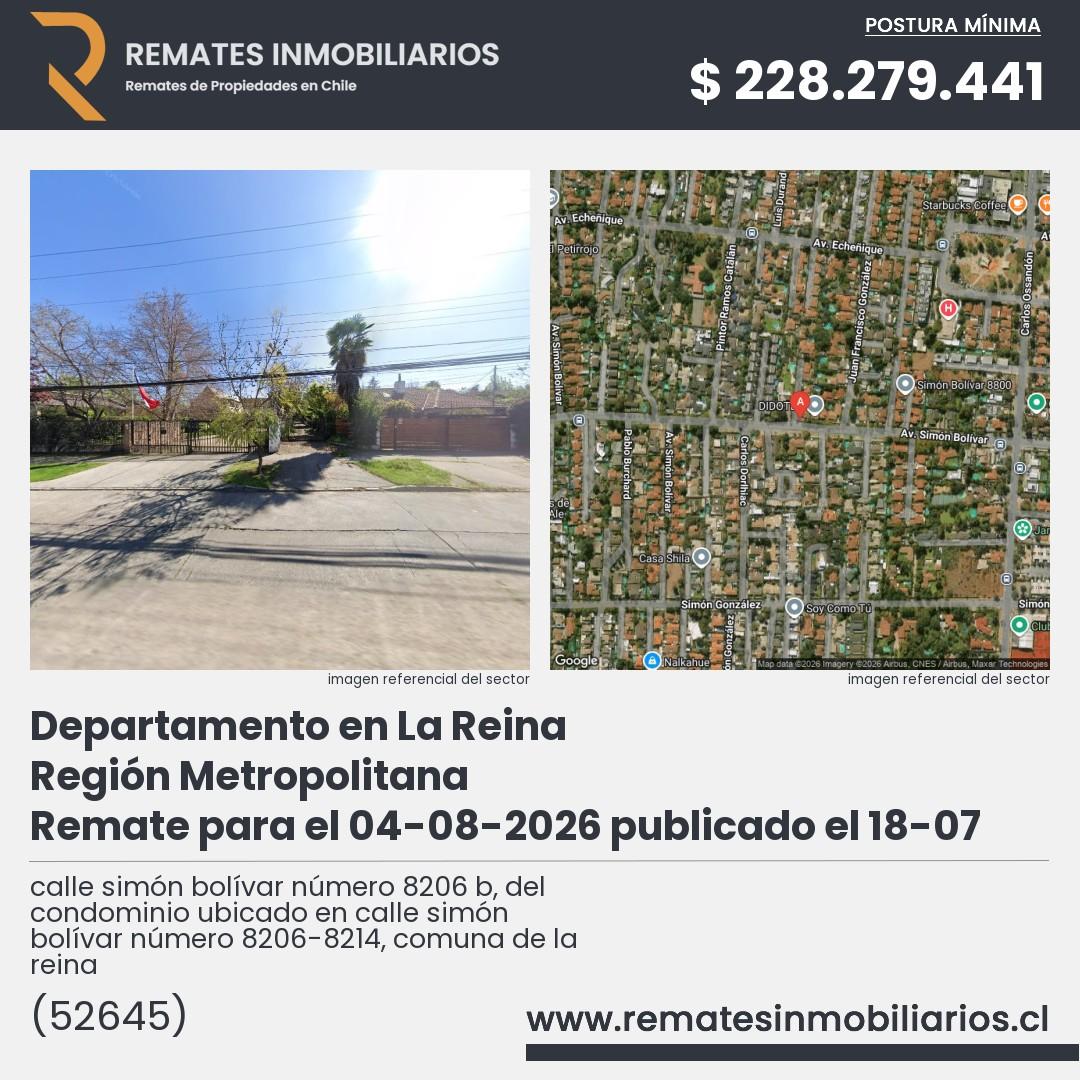Imagen ficha calle simón bolívar número 8206 b, del condominio ubicado en calle simón bolívar número 8206-8214, comuna de la reina