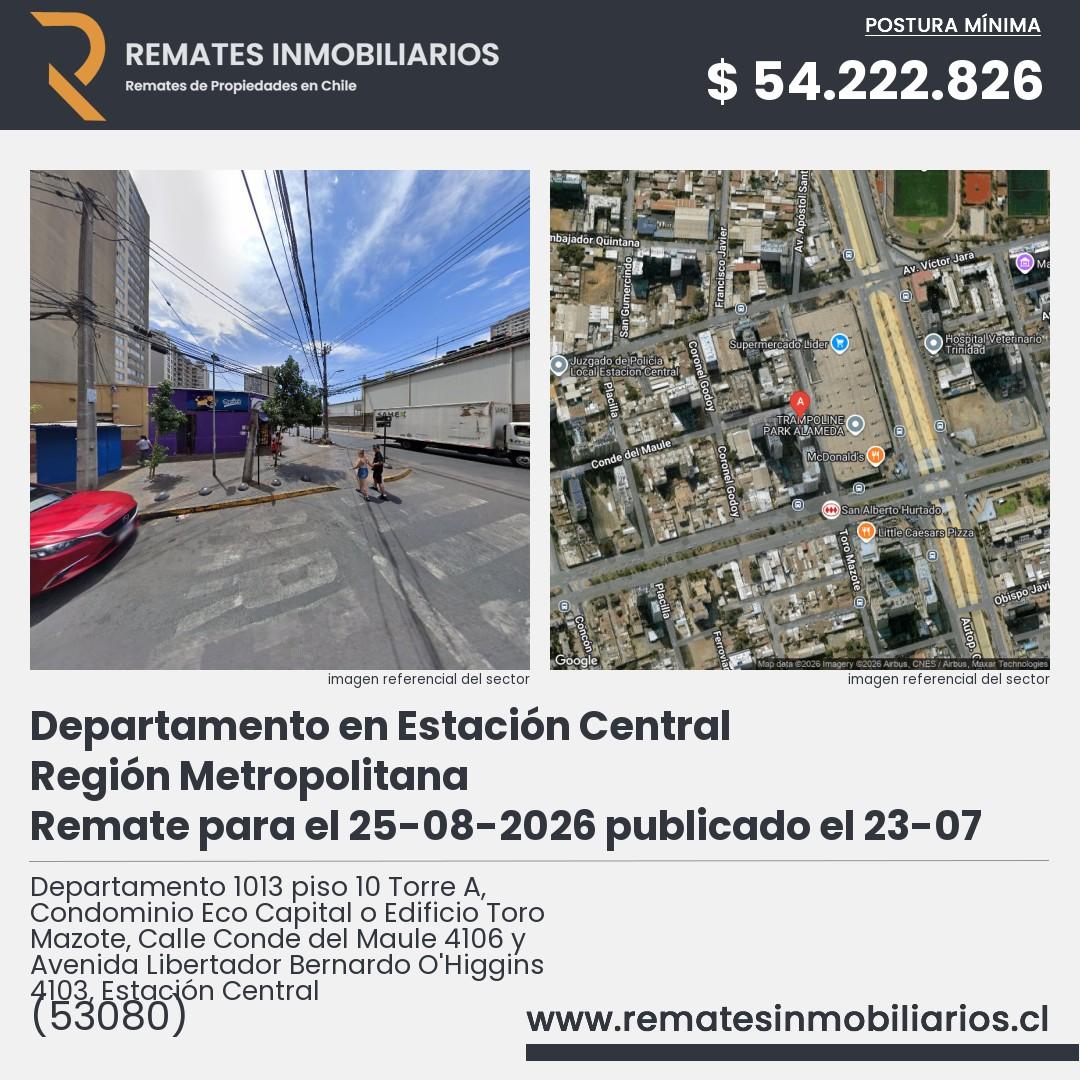 Imagen ficha Departamento 1013 piso 10 Torre A, Condominio Eco Capital o Edificio Toro Mazote, Calle Conde del Maule 4106 y Avenida Libertador Bernardo O