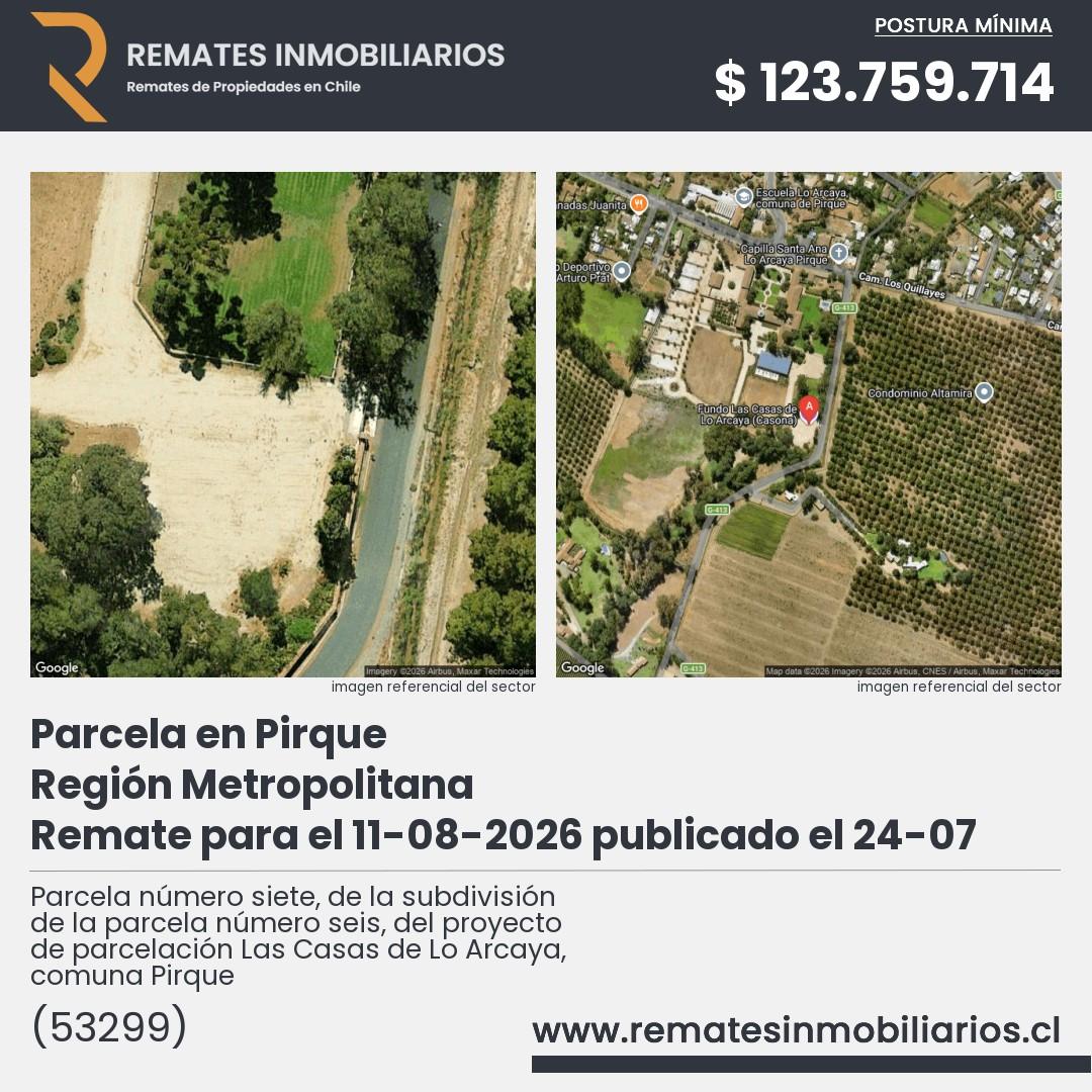 Imagen ficha Parcela número siete, de la subdivisión de la parcela número seis, del proyecto de parcelación Las Casas de Lo Arcaya, comuna Pirque