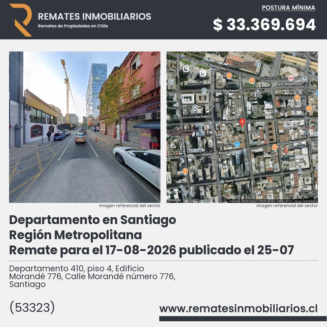 Imagen ficha Departamento 410, piso 4, Edificio Morandé 776, Calle Morandé número 776, Santiago
