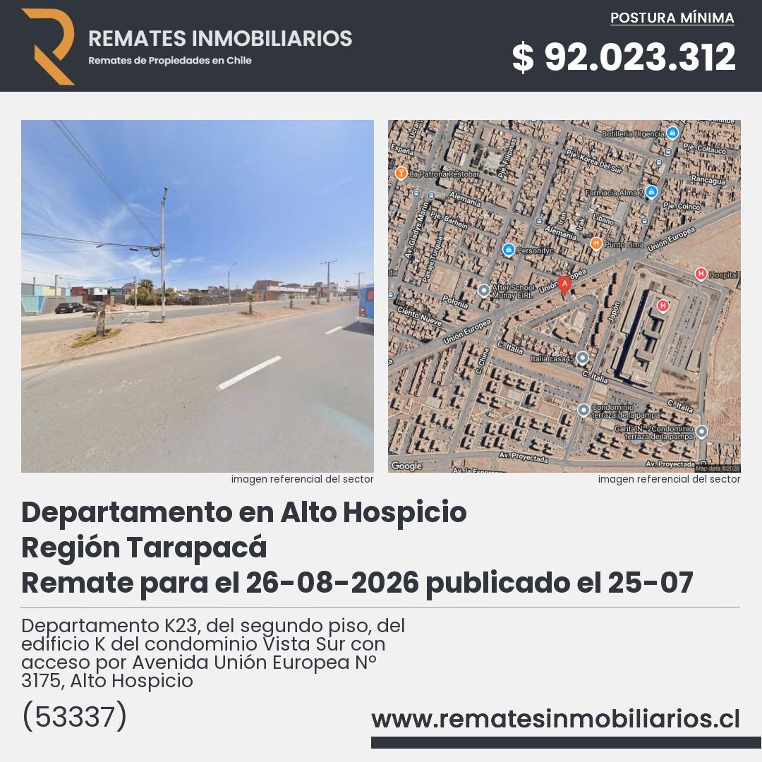 Imagen ficha Departamento K23, del segundo piso, del edificio K del condominio Vista Sur con acceso por Avenida Unión Europea Nº 3175, Alto Hospicio