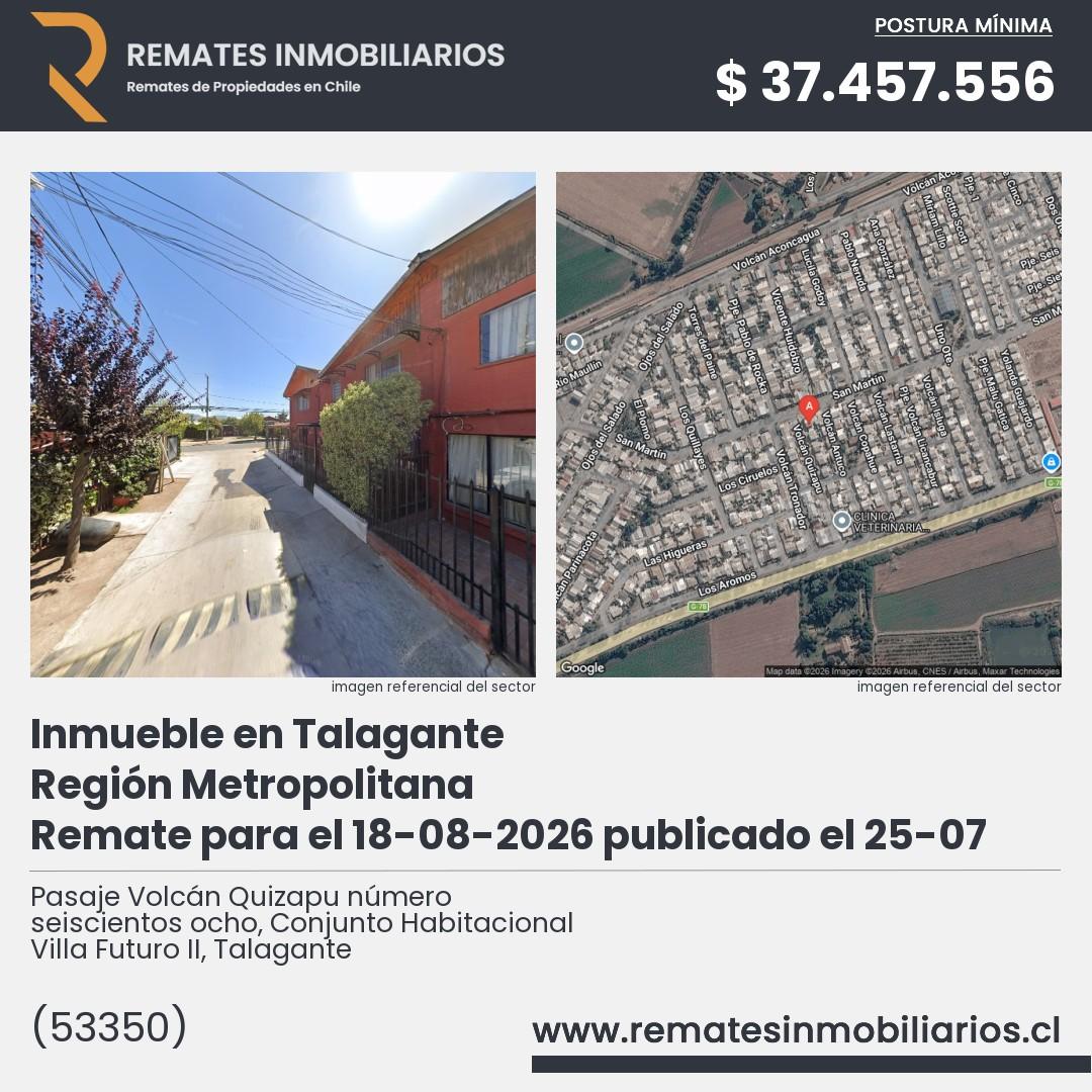 Imagen ficha Pasaje Volcán Quizapu número seiscientos ocho, Conjunto Habitacional Villa Futuro II, Talagante