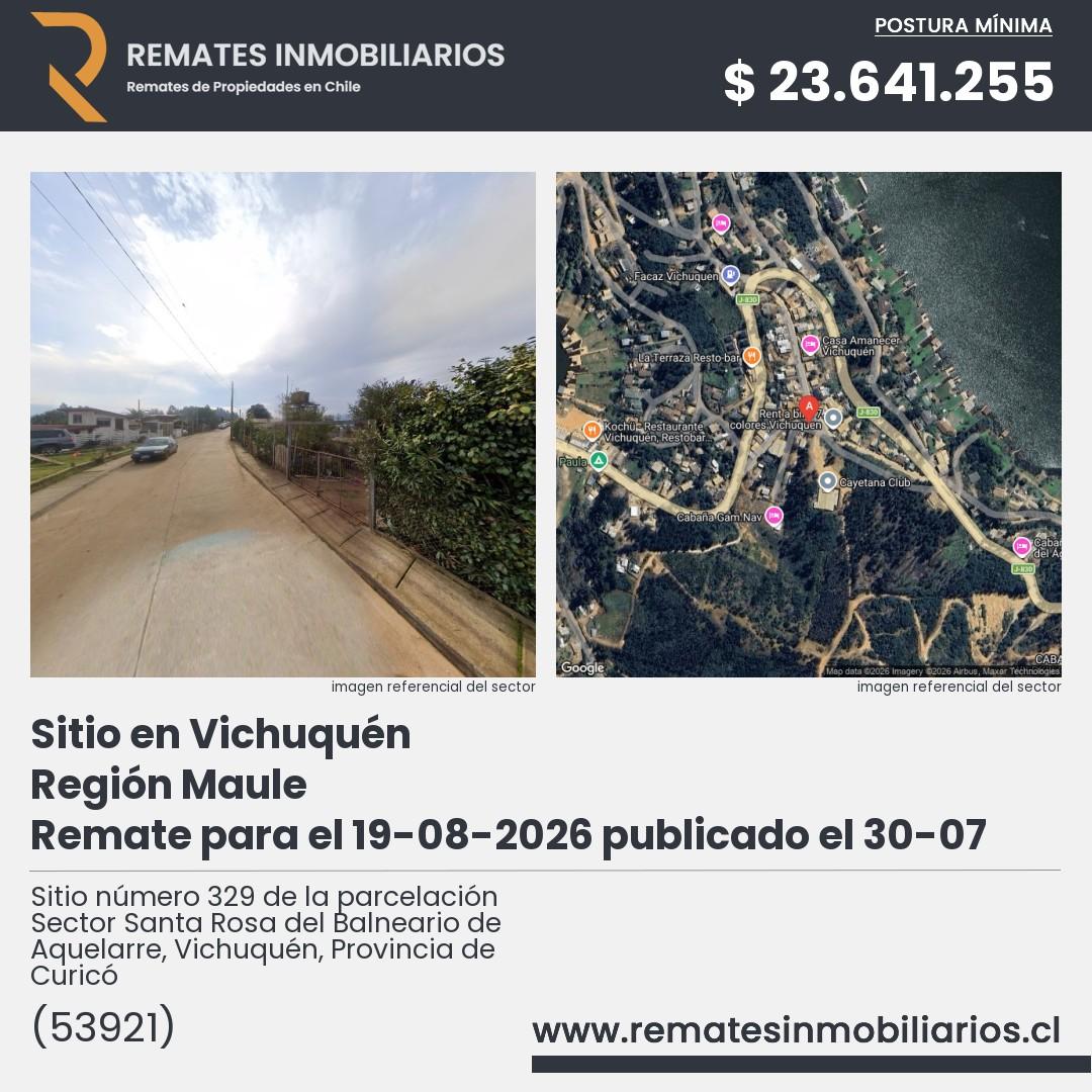 Imagen ficha Sitio número 329 de la parcelación Sector Santa Rosa del Balneario de Aquelarre, Vichuquén, Provincia de Curicó