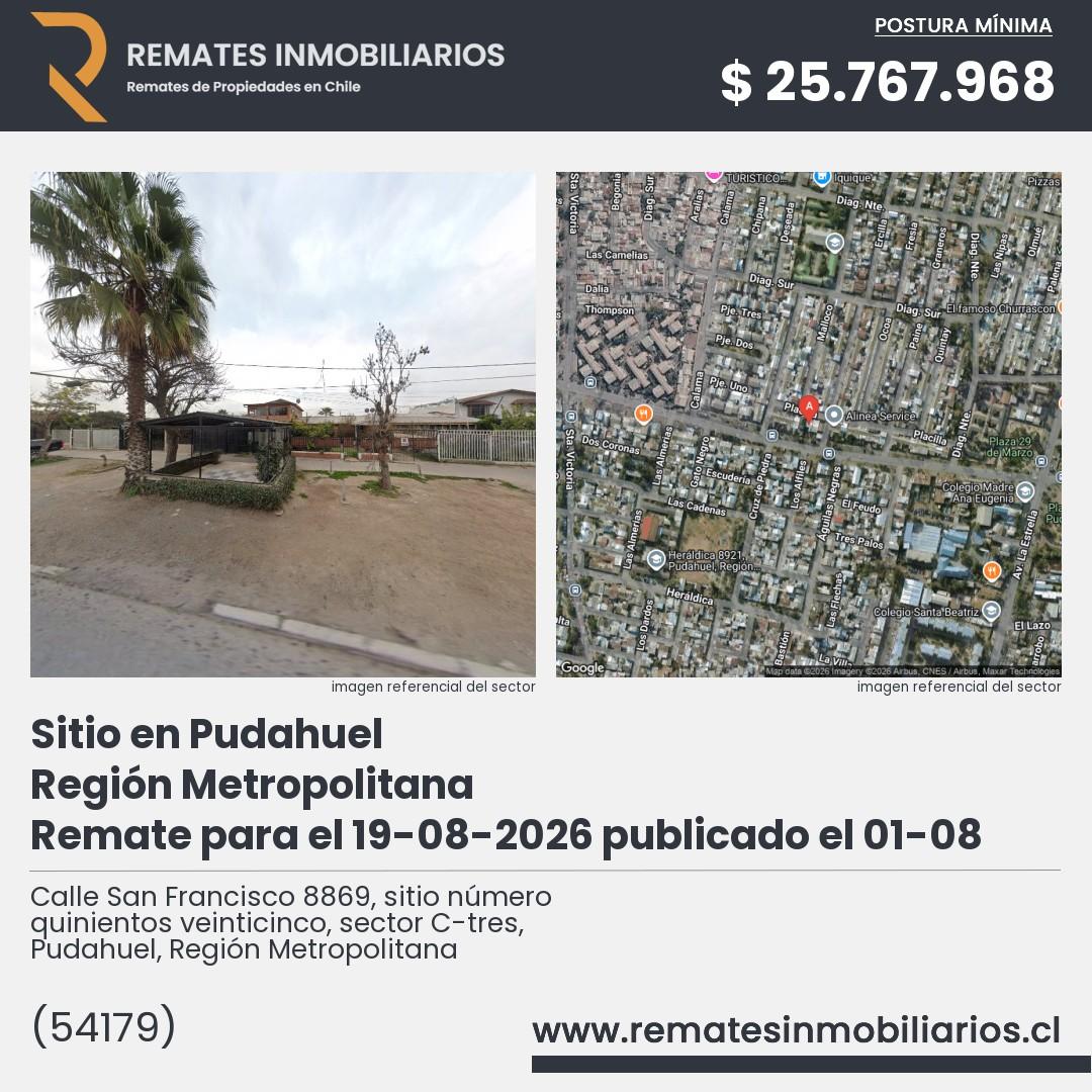 Imagen ficha Calle San Francisco 8869, sitio número quinientos veinticinco, sector C-tres, Pudahuel, Región Metropolitana