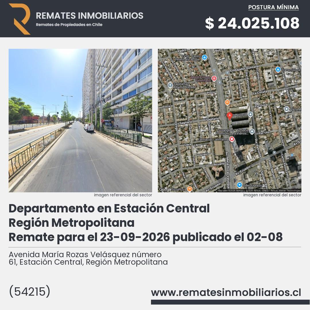 Imagen ficha Avenida María Rozas Velásquez número 61, Estación Central, Región Metropolitana