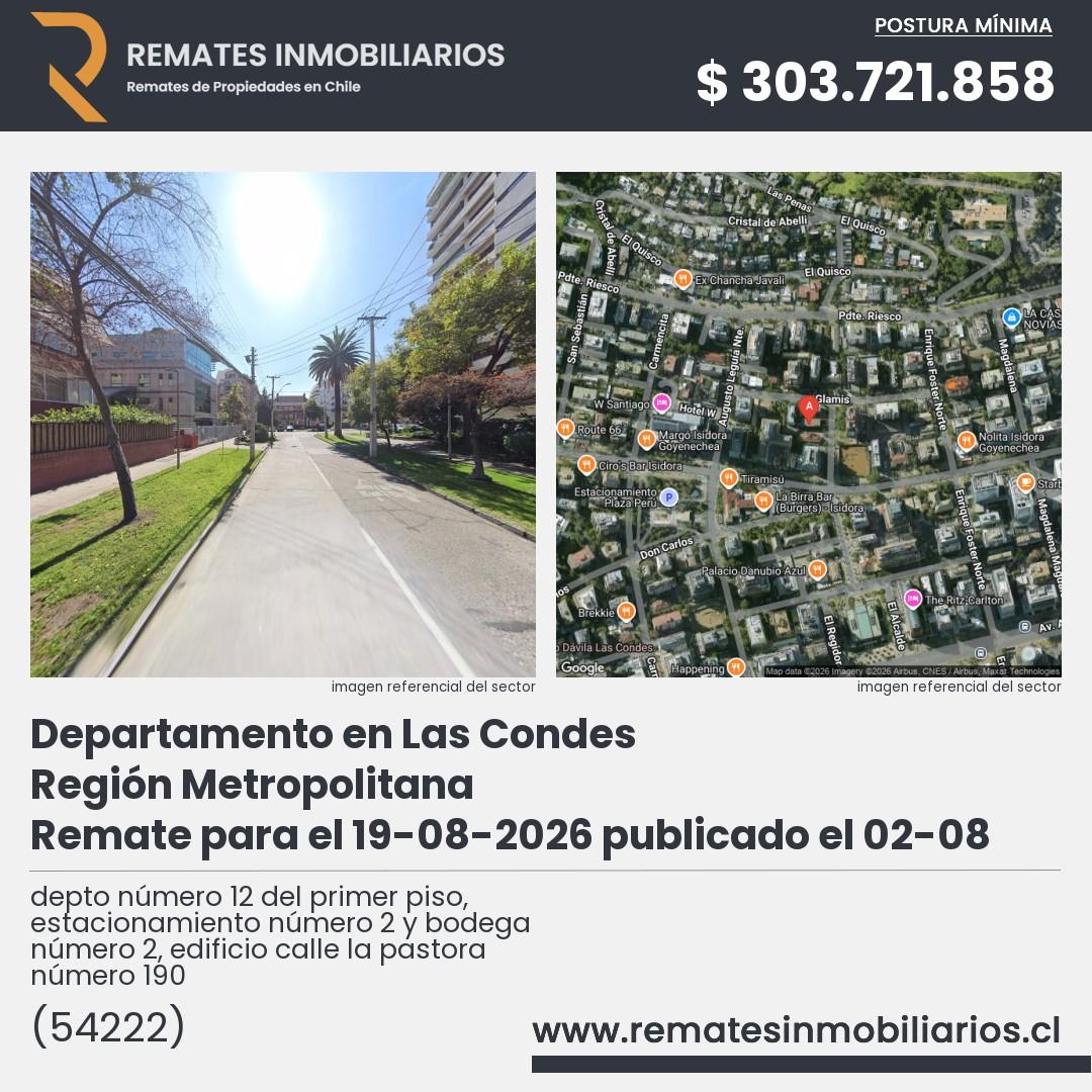 Imagen ficha depto número 12 del primer piso, estacionamiento número 2 y bodega número 2, edificio calle la pastora número 190