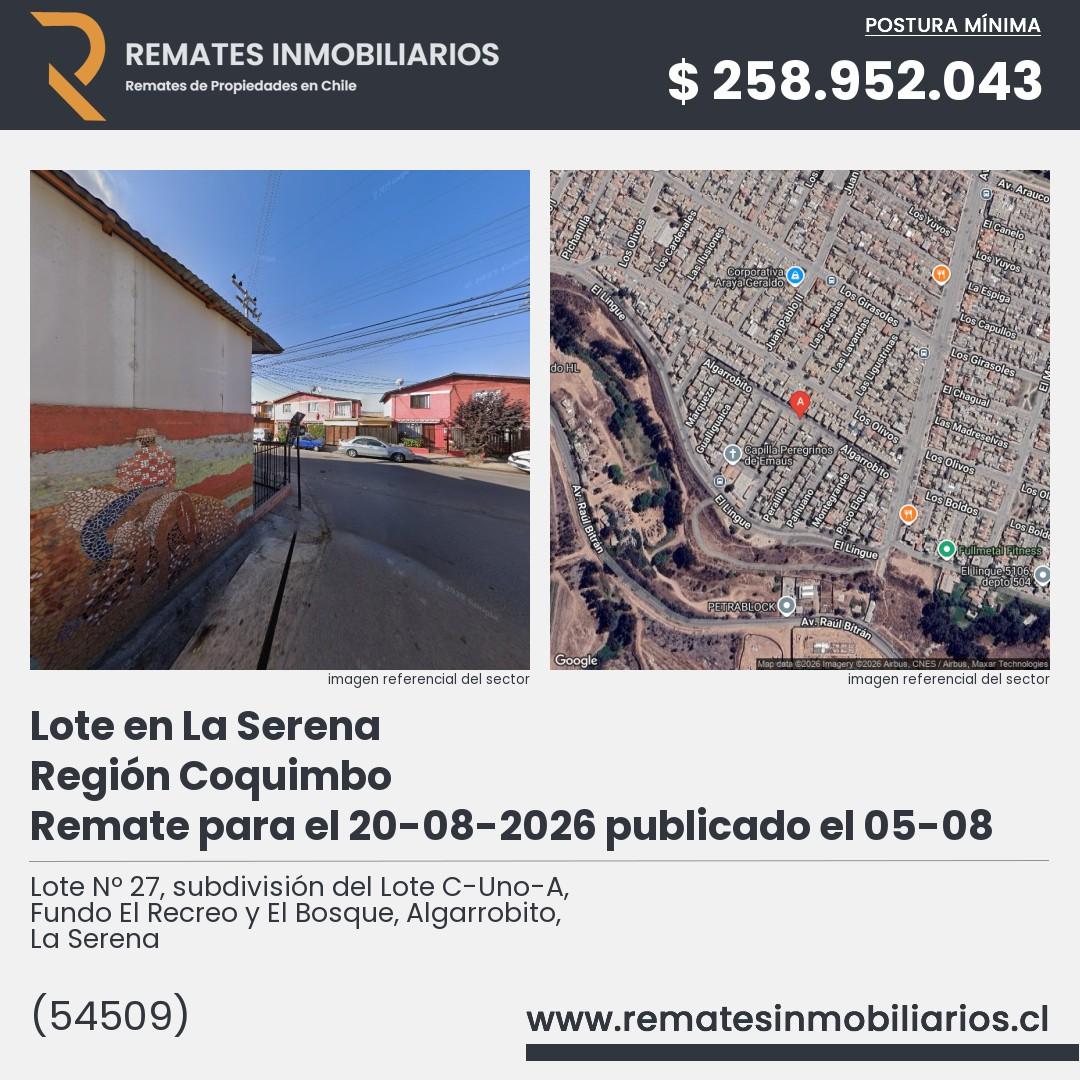 Imagen ficha Lote Nº 27, subdivisión del Lote C-Uno-A, Fundo El Recreo y El Bosque, Algarrobito, La Serena