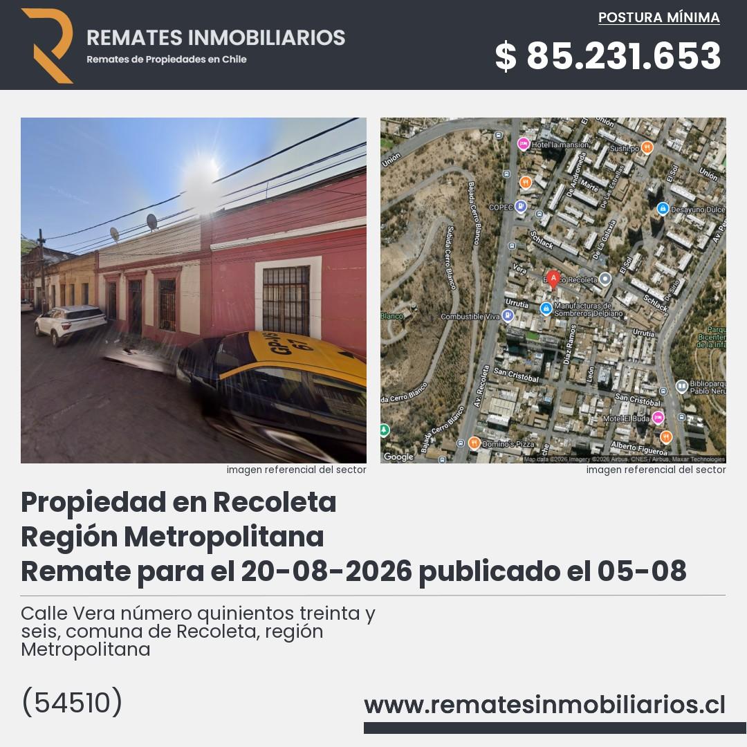 Imagen ficha Calle Vera número quinientos treinta y seis, comuna de Recoleta, región Metropolitana