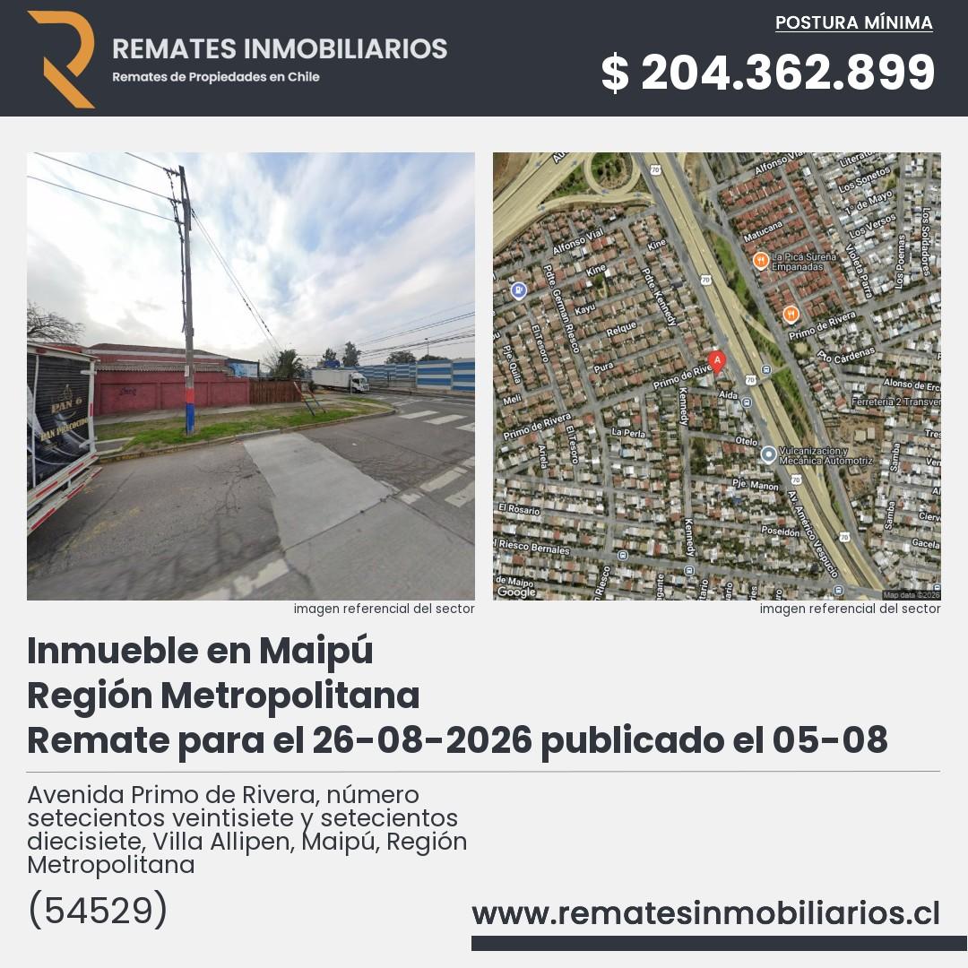 Imagen ficha Avenida Primo de Rivera, número setecientos veintisiete y setecientos diecisiete, Villa Allipen, Maipú, Región Metropolitana