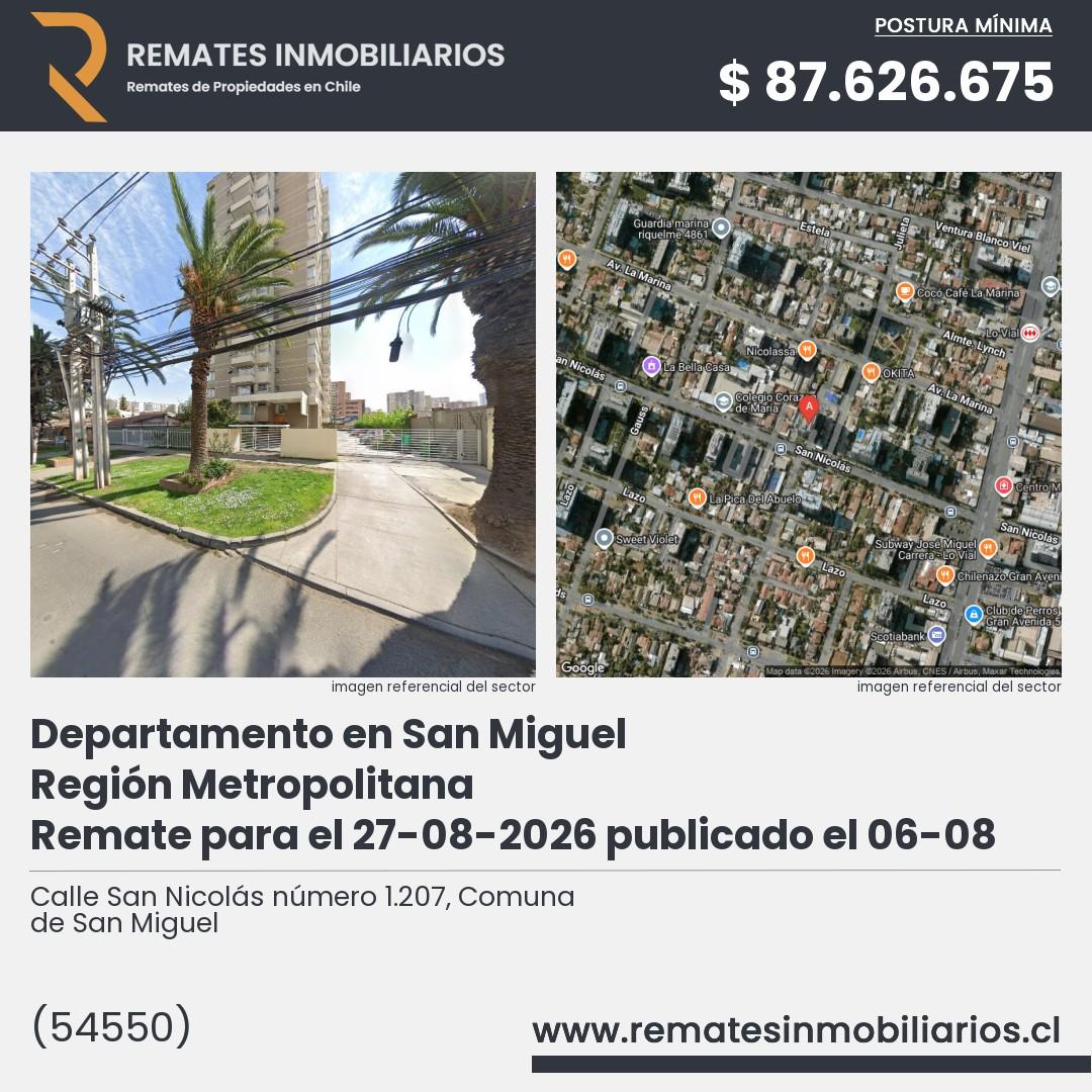 Imagen ficha Calle San Nicolás número 1.207, Comuna de San Miguel