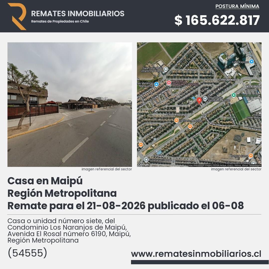 Imagen ficha Casa o unidad número siete, del Condominio Los Naranjos de Maipú, Avenida El Rosal número 6190, Maipú, Región Metropolitana