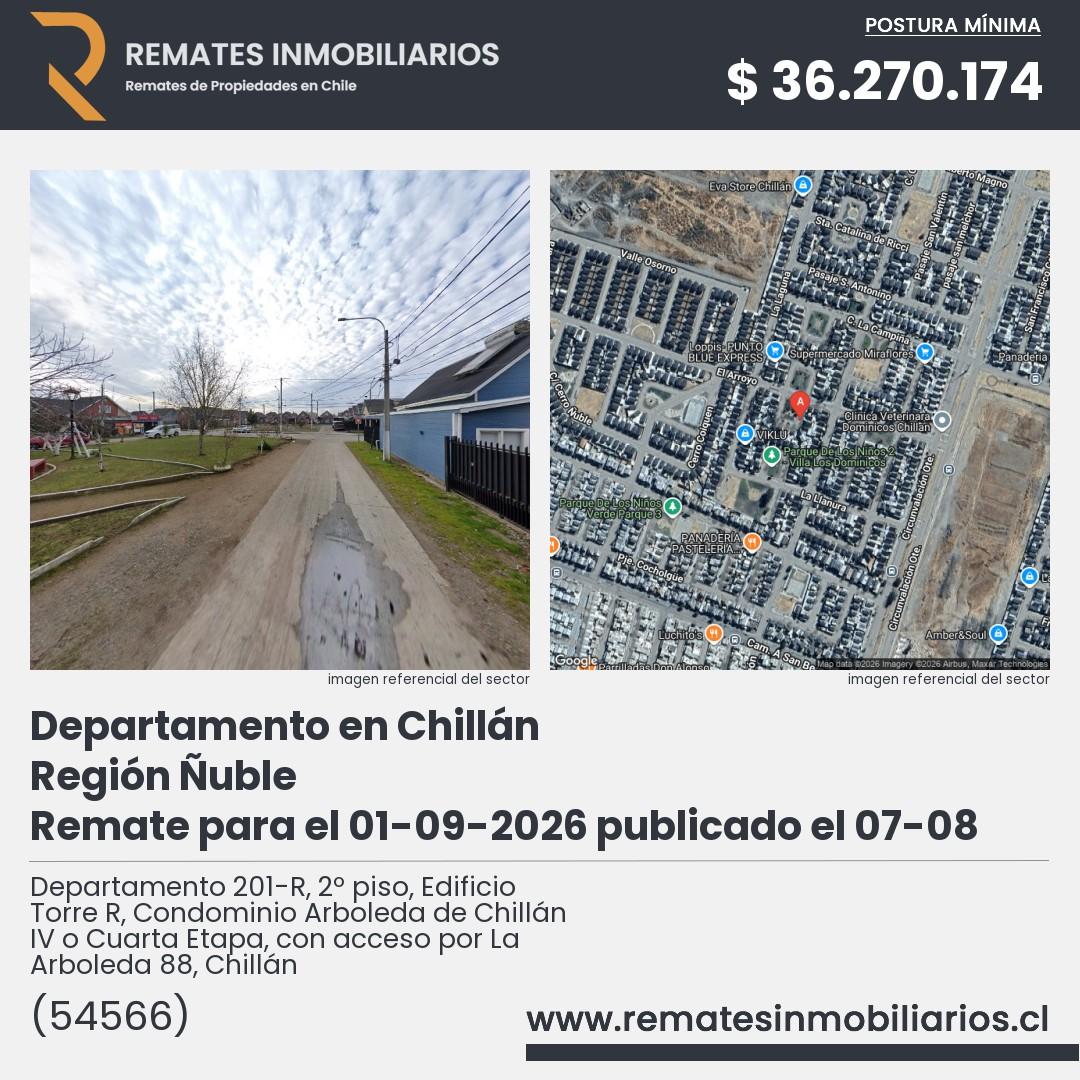 Imagen ficha Departamento 201-R, 2º piso, Edificio Torre R, Condominio Arboleda de Chillán IV o Cuarta Etapa, con acceso por La Arboleda 88, Chillán