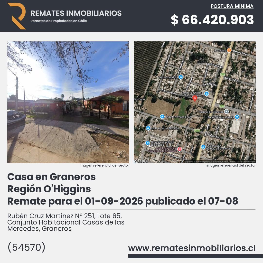 Imagen ficha Rubén Cruz Martínez Nº 251, Lote 65, Conjunto Habitacional Casas de las Mercedes, Graneros