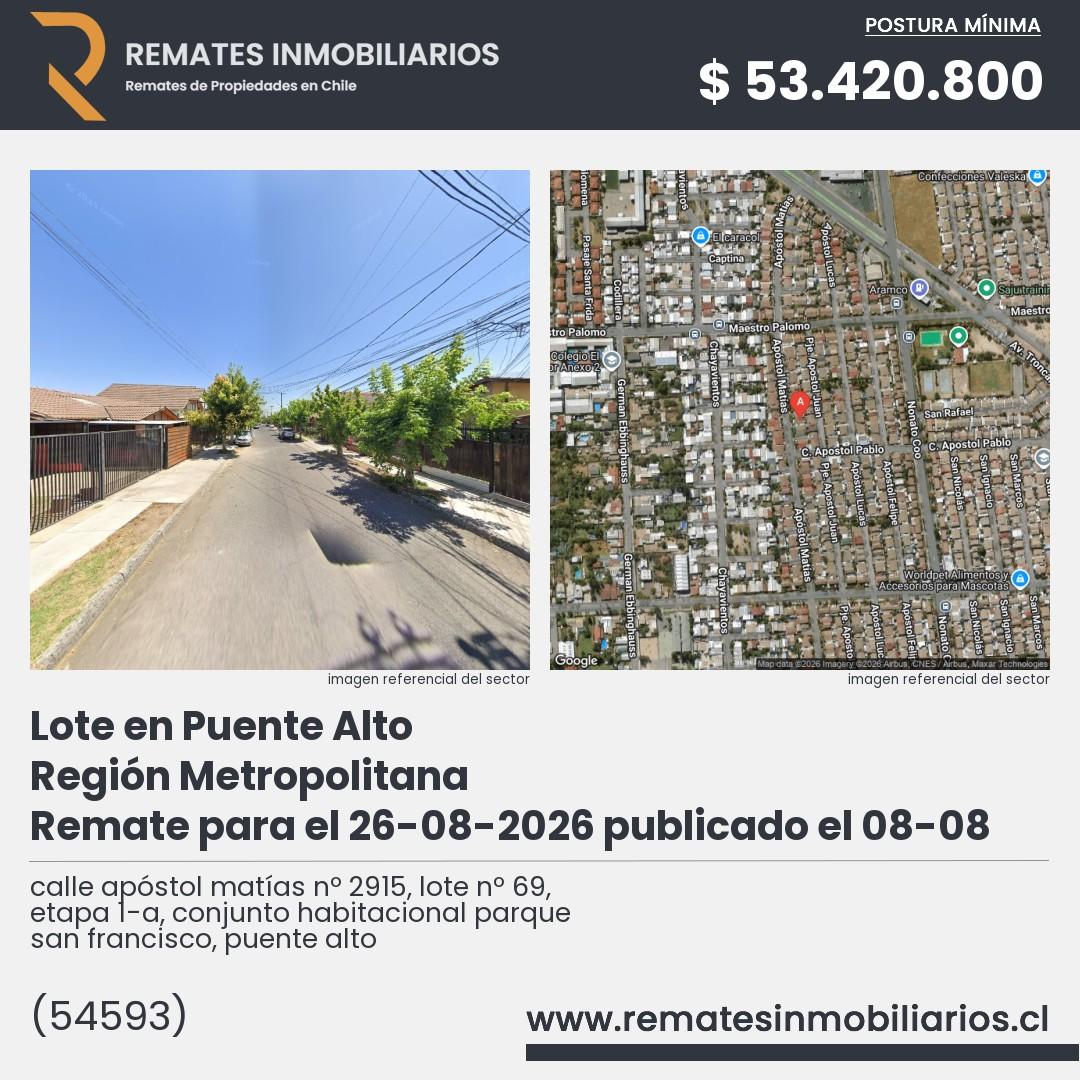 Imagen ficha calle apóstol matías nº 2915, lote nº 69, etapa 1-a, conjunto habitacional parque san francisco, puente alto