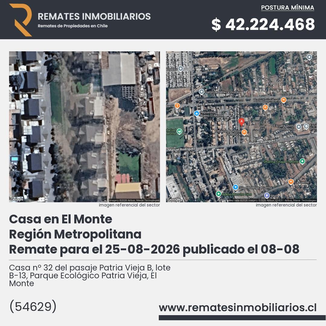Imagen ficha Casa nº 32 del pasaje Patria Vieja B, lote B-13, Parque Ecológico Patria Vieja, El Monte
