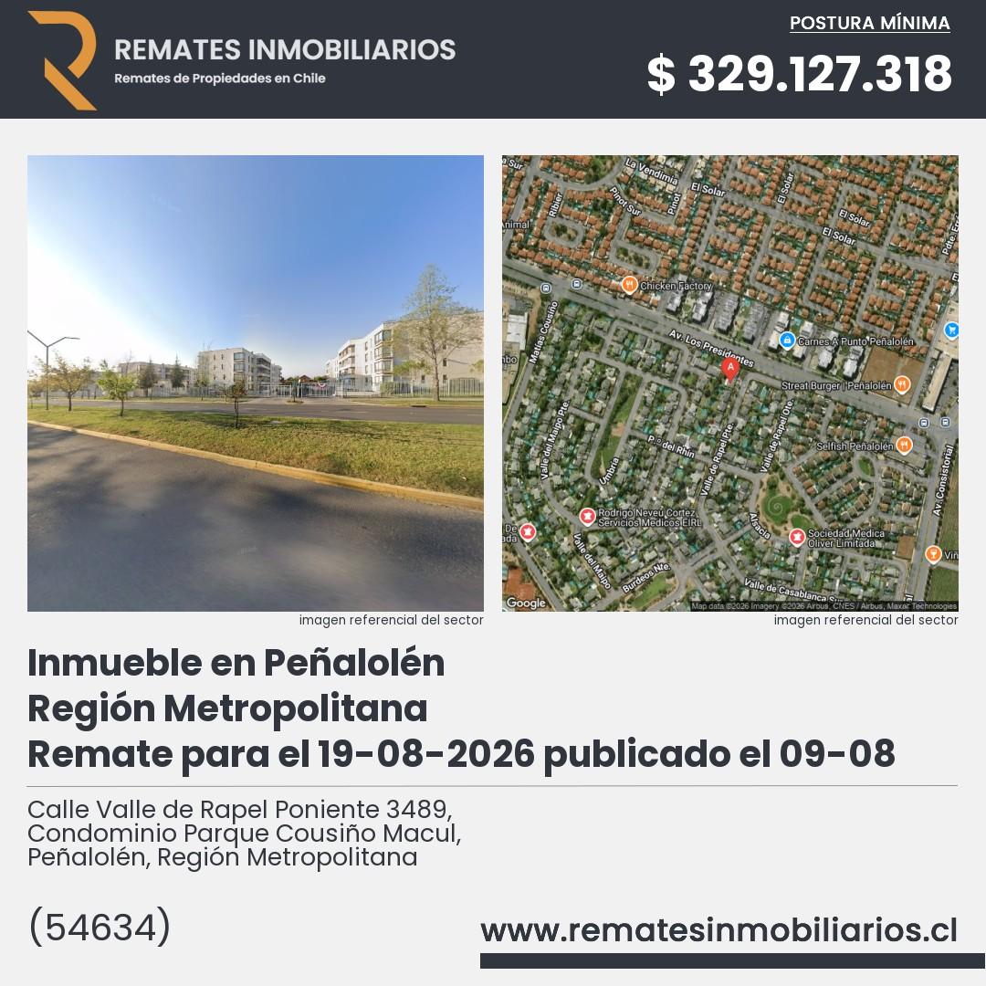 Imagen ficha Calle Valle de Rapel Poniente 3489, Condominio Parque Cousiño Macul, Peñalolén, Región Metropolitana
