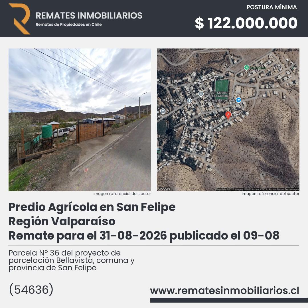 Imagen ficha Parcela Nº 36 del proyecto de parcelación Bellavista, comuna y provincia de San Felipe